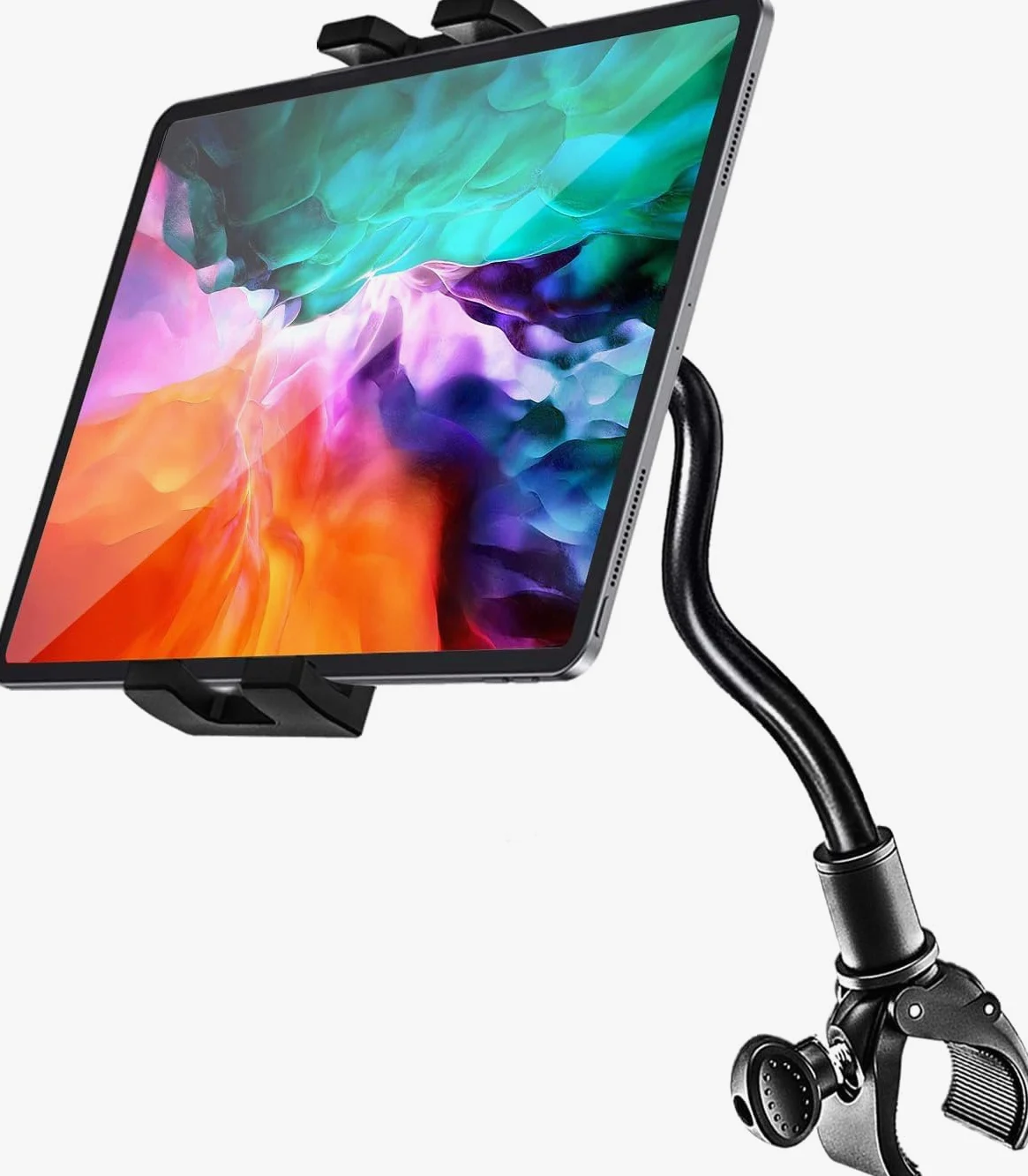 Supporto Tablet Bici Spinning, Porta iPad Bicicletta Cyclette Tapis Roulant | con Collo Oca in Metallo, per iPad Pro 12.9, 10.5, 9.7, iPad Air Mini, Samsung Tab, iPhone 4-13" Telefonos Tablets