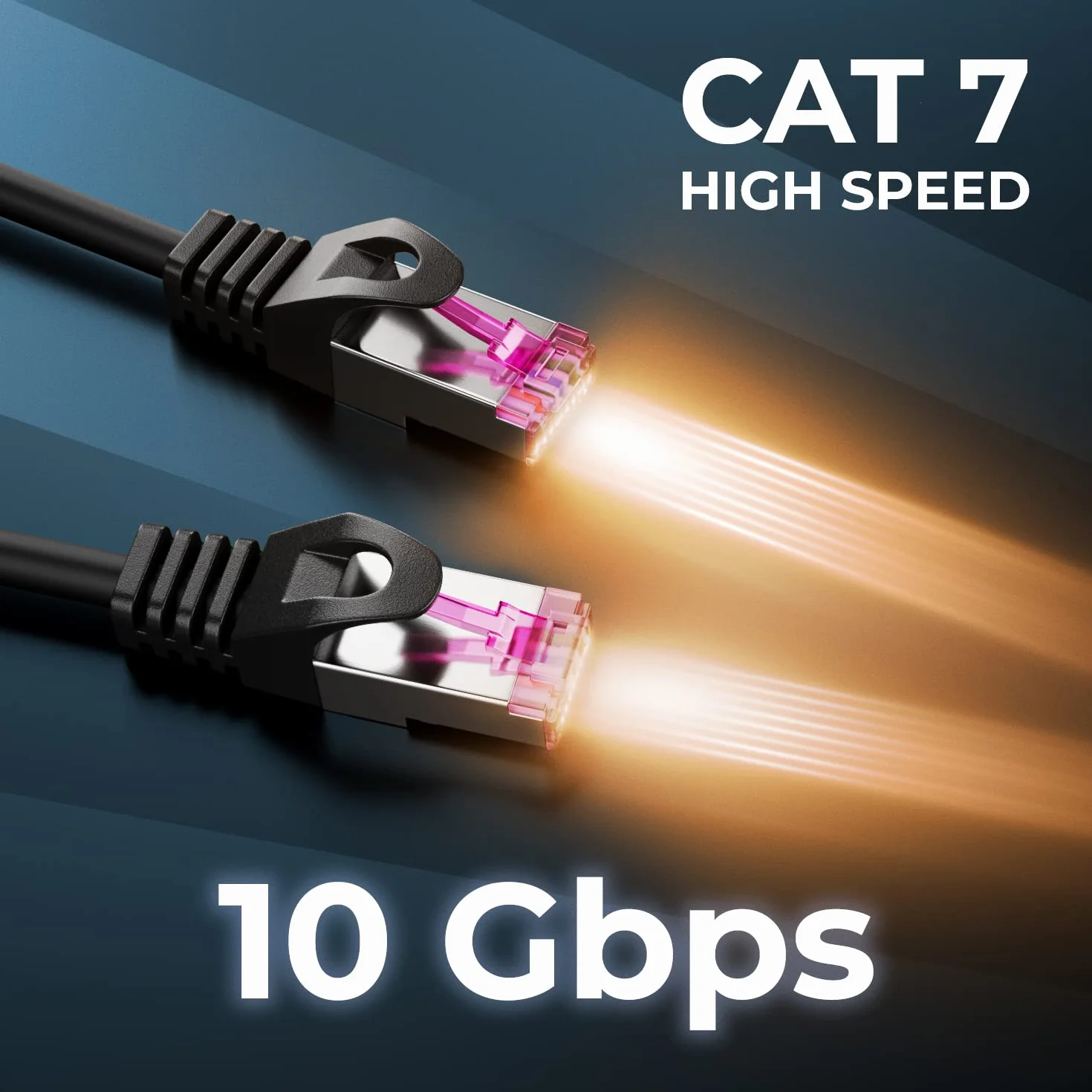 deleyCON 40m Cavo Rete CAT7 Outdoor per Esterno (10 Gbit/s, Schermatura S/FTP, Rame) Connettore RJ45 Ethernet LAN Patch - Resistente Intemperie - per Telecamere, PoE, Campeggio ecc.