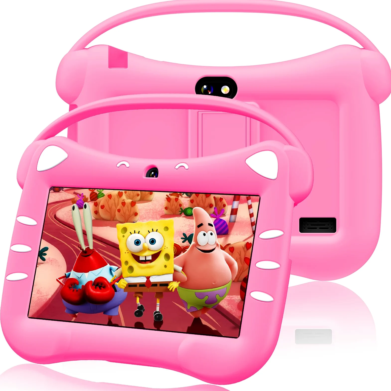 Tablet Educativo per Bambini 7 Pollici Android Tablet Bambini con WiFi Bluetooth Doppia Fotocamera 32GB ROM Controllo Parentale Custodia Protettiva (Magenta)