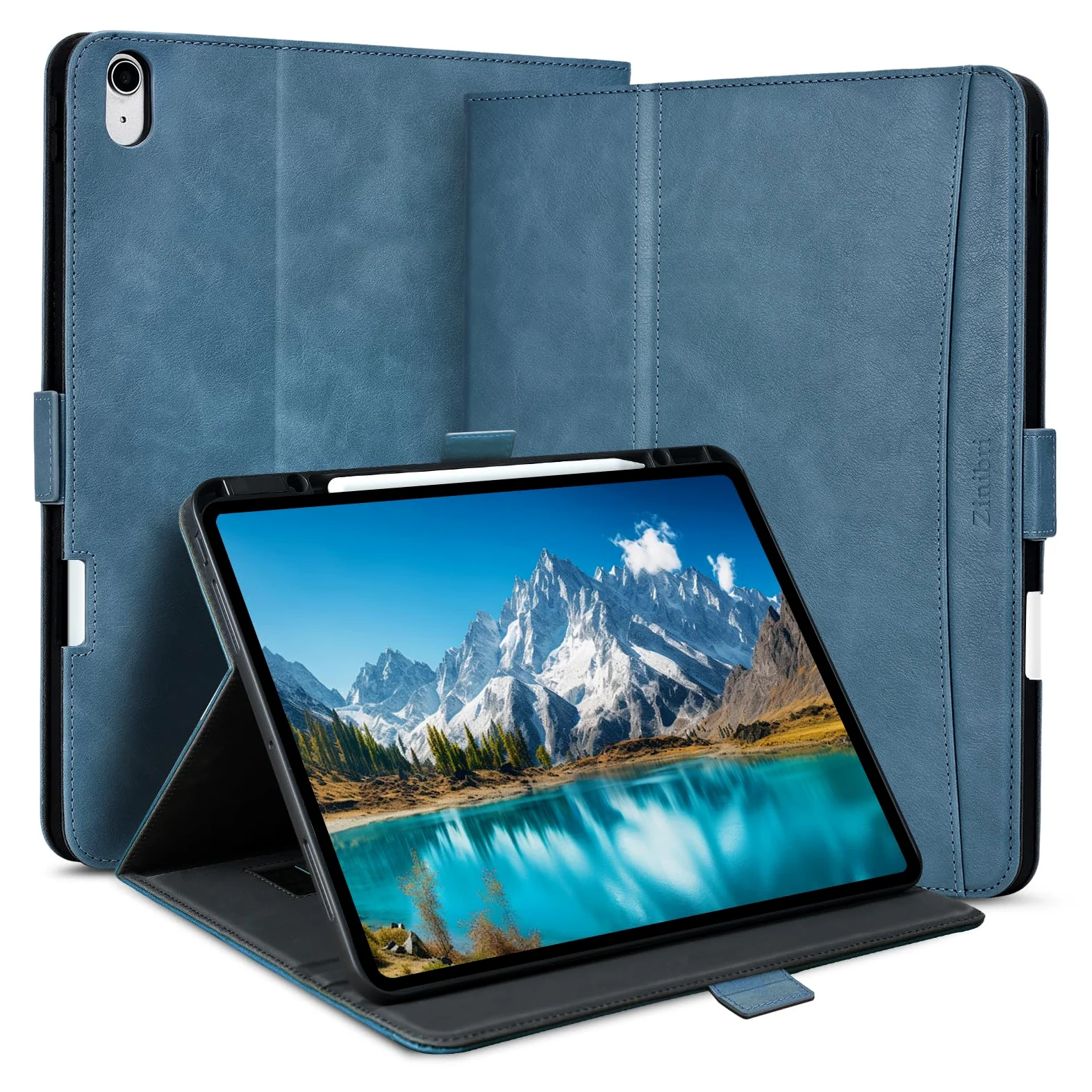 Custodia per iPad Air 11 Pollici M4/M3/M2 (2026/2025/2024), Cover iPad Air 5/4 Generazione 10,9" con Portapenna Tasca Cinghie,Supporto,Chiusura Magnetica,Auto Sveglia/Sonno,Azzurro Chiaro