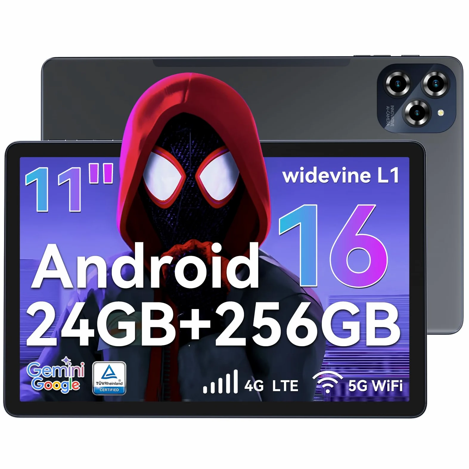 BESTTAB W90 11 Pulgadas Tablet Android 16 - Gemini Ai, 24GB RAM+ 256GB ROM | Octa-Core T615, Widevine L1, TÜV, 1920 * 1200 FHD, 4G LTE/ 5G WiFi, 8000 mAh, Cámara 16MP+8MP, GPS, Tablet Gaming