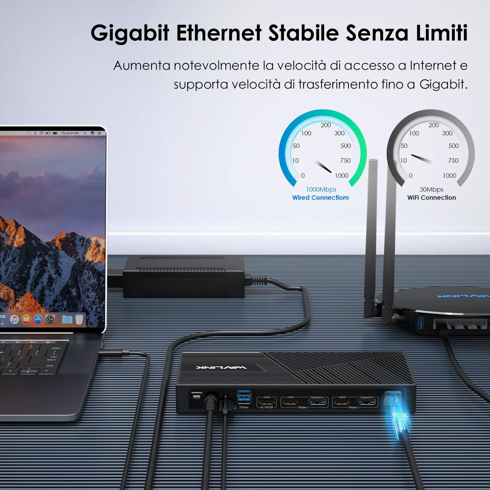 WAVLINK DisplayLink Docking Station 4K Tripla, 15-In-1 USB C Dock per Laptop, Compatibile con MacBook Neo, Triplo Monitor (3xHDMI+2xDP), 100W PD, 10Gbps, per Windows/Mac OS
