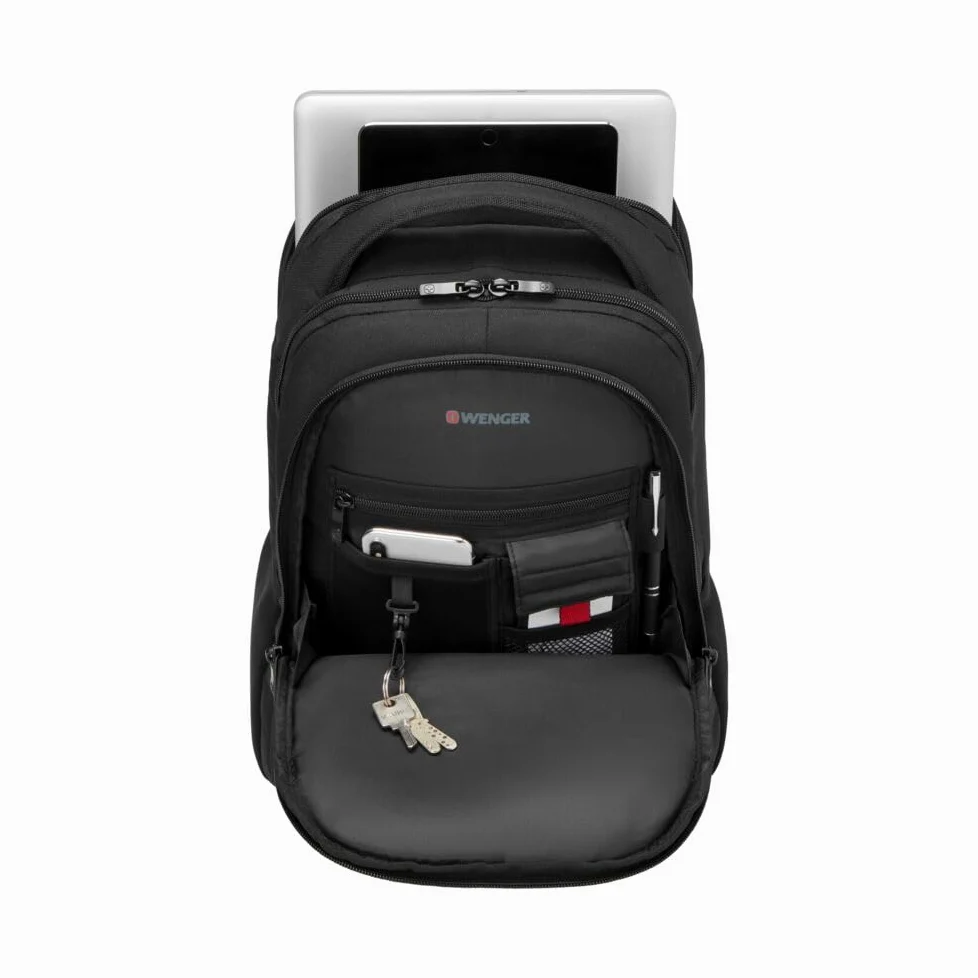 WENGER Zaino Porta PC Fuse con Tasca per Tablet fino a 10”, Notebook 15,6”, Organizer, 16 l, Uomo Donna, Ufficio Viaggi di Lavoro Università, Nero, 600630
