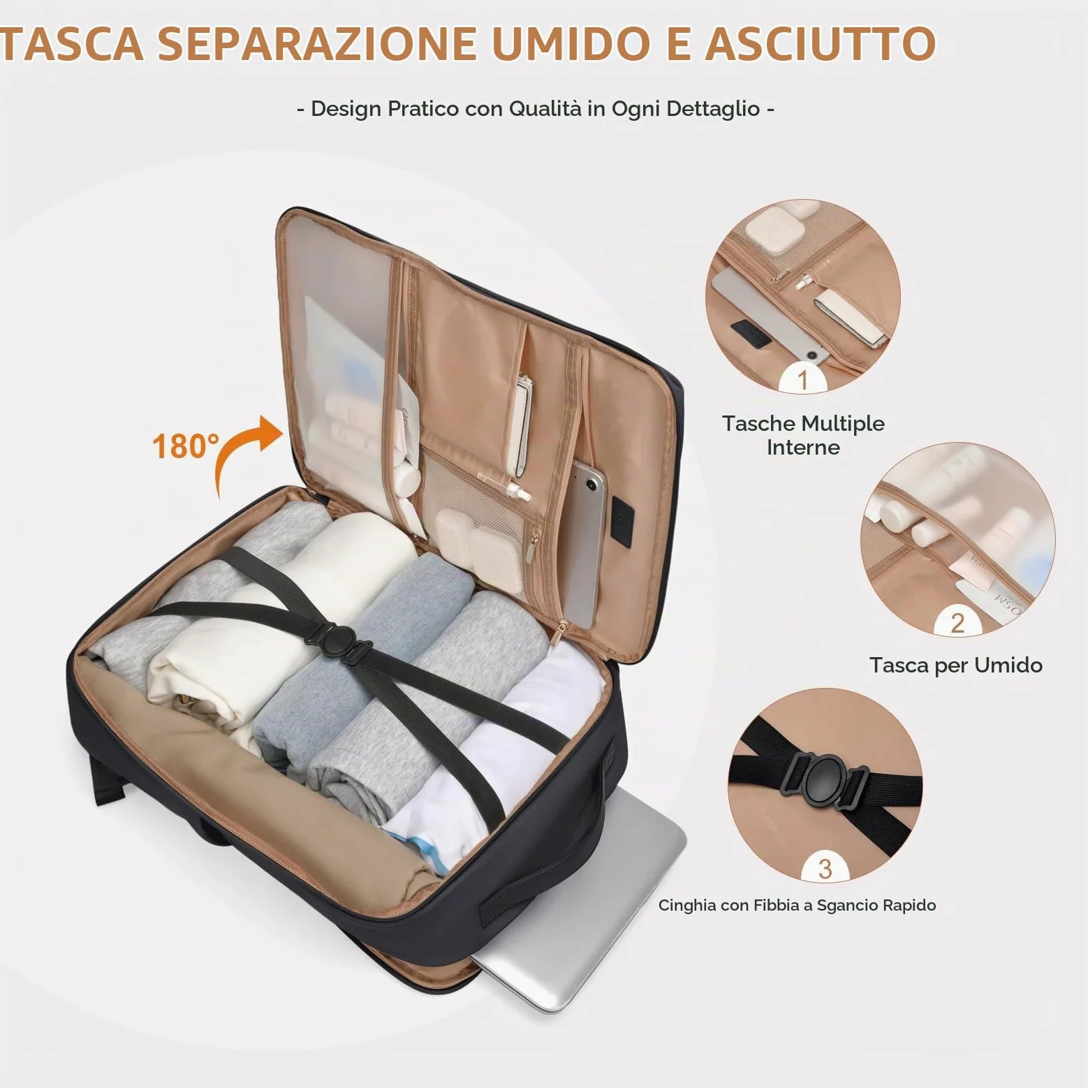 GOLF SUPAGS Elegante Zaino per Laptop da Donna Approvato Dalla Compagnia Aerea Perfetto per il Lavoro, l'università e i Viaggi Zaino Multifunzionale Casual Adatto a Notebook da 17,3 Pollici