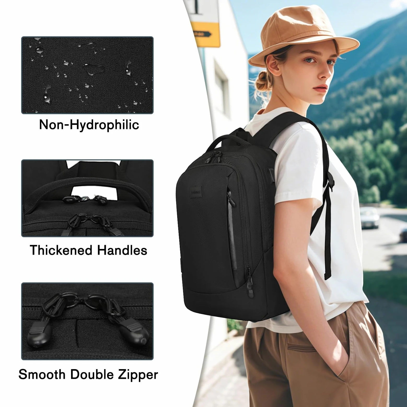 Goloni Zaino leggero e casual per computer portatile, borsa da viaggio classica, con porta di ricarica USB, per uomini e donne