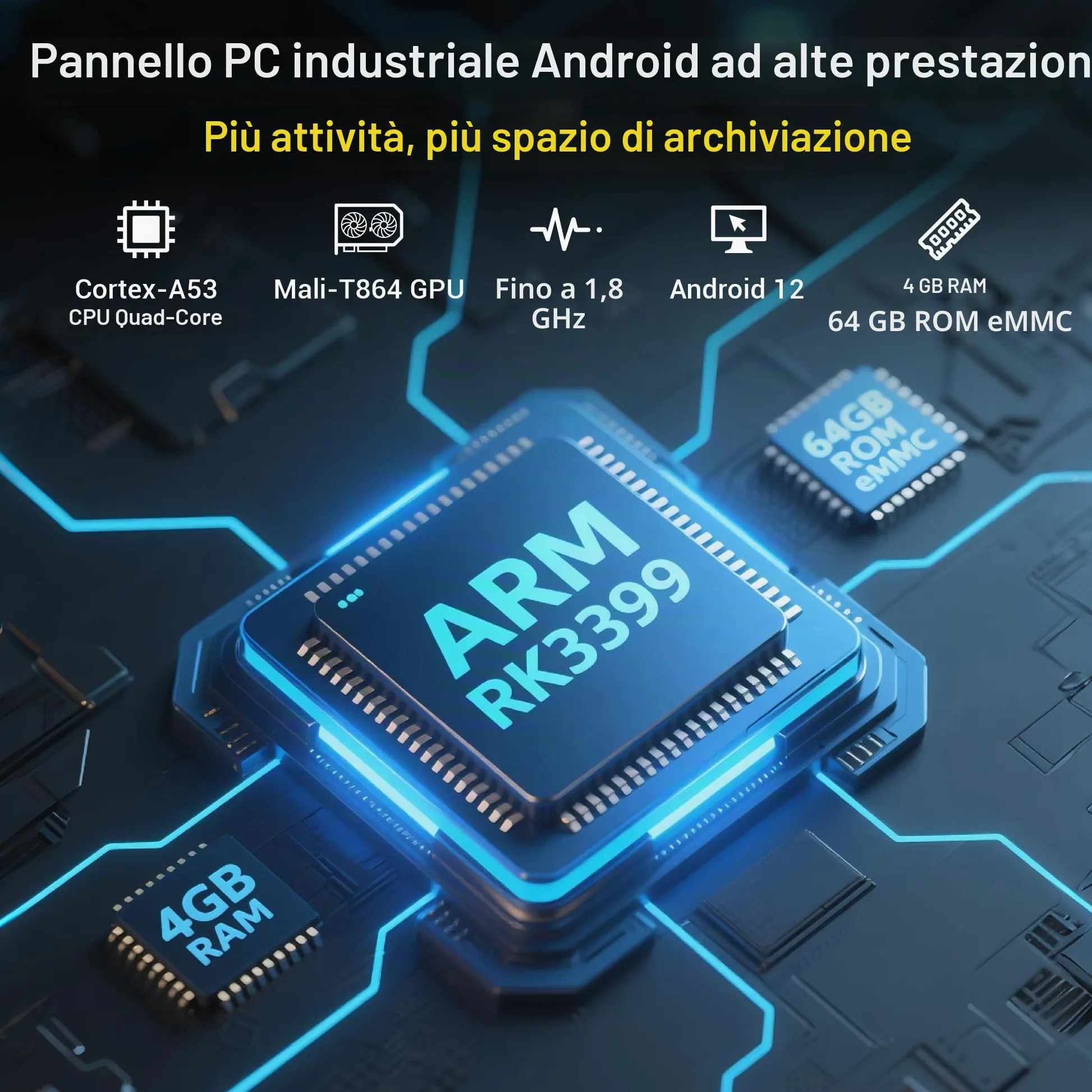 Industrie Panel PC-HEIGAOLAPC Industriale Touchscreen Pannello PC 15.6” RK3399 4GB RAM 64GB ROM, Android 12 Fanless Touchscreen Monitor All in One 1920*1080 IPS, USB3,0, USB2,0, HDMI2,0, Type-C, RJ45