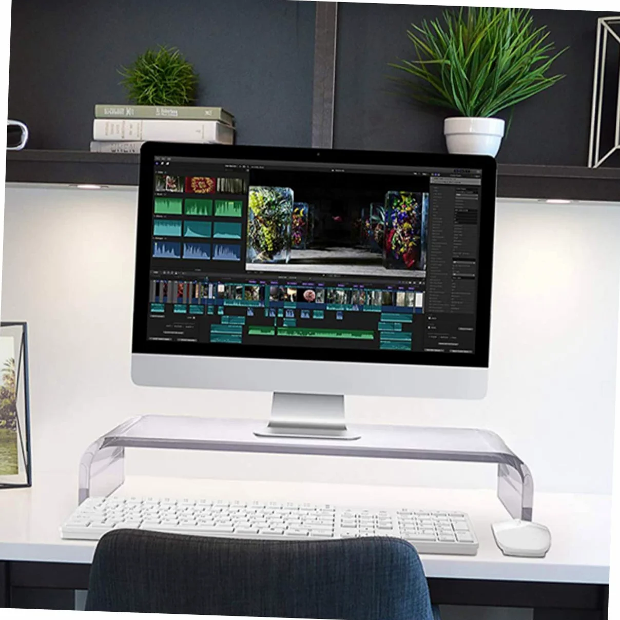 Supporto per Monitor Ergonomico in Acrilico Trasparente, Rialzo per Schermo e Portatile Aiuta a Mantenere la Postura Corretta per Casa e Ufficio