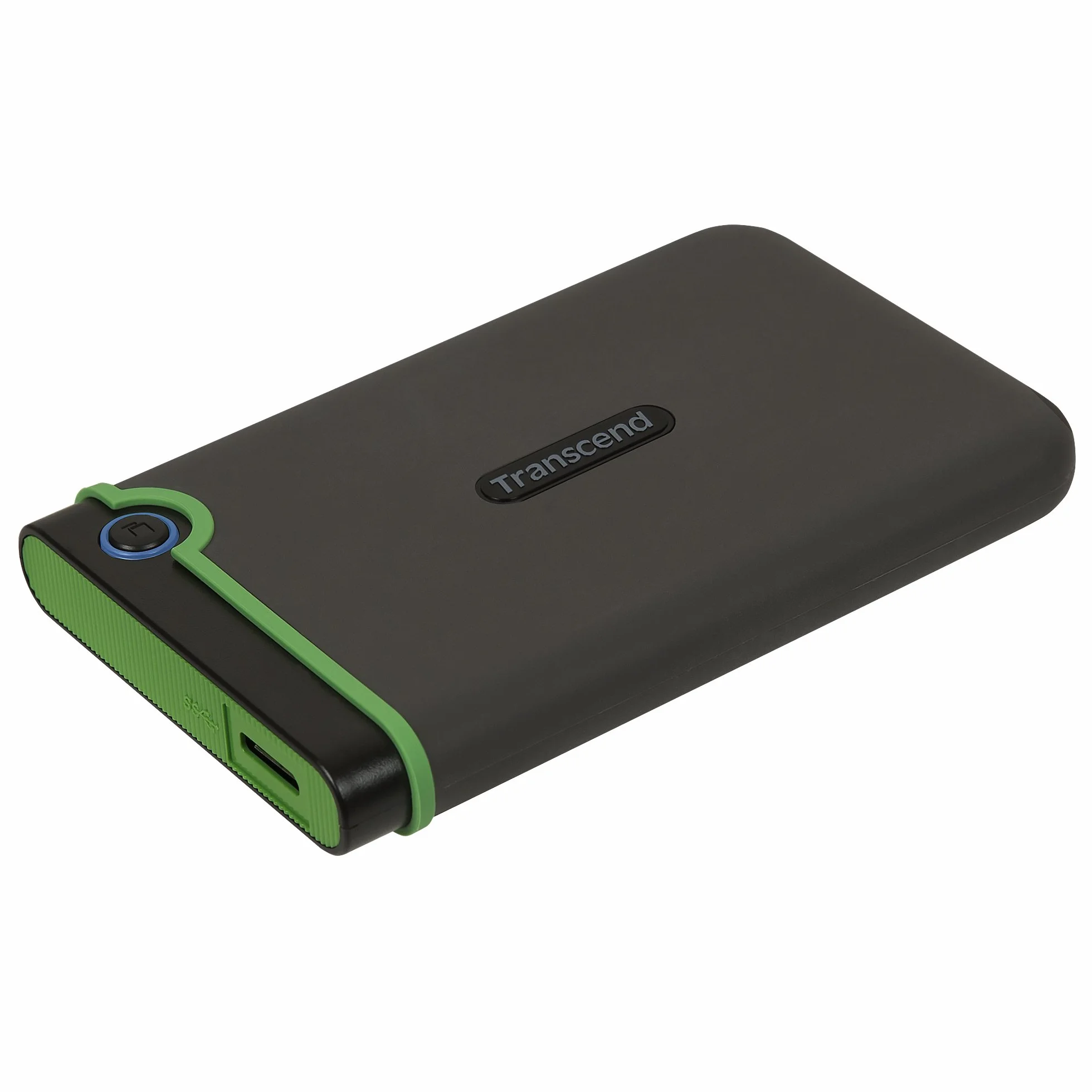 Transcend StoreJet 25M3 da 2 TB USB 3.1, disco rigido portatile robusto, resistente agli urti, compatto e leggero con velocità elevate e pulsante di backup one-touch, grigio ferro - TS2TSJ25M3