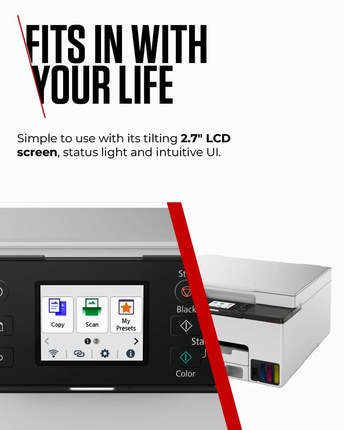 Canon MAXIFY GX1050 Ad inchiostro A4 600 x 1200 DPI Wi-Fi (Wi-Fi, print, scan, copy and cloud 15ppm [mono], 10ppm [colour] 250 sheet cassette Refillable ink tank USB, dual band wi-fi and ethernet)