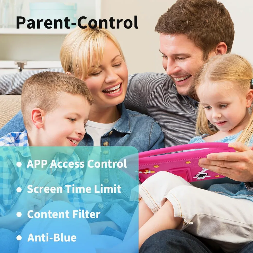 Veidoo Tablet Android da 10 pollici per bambini, 3 GB di RAM+32 GB ROM, tablet con custodia antiurto, WiFi, doppia fotocamera, schermo HD IPS, app per il controllo genitori, stilo incluso, giochi