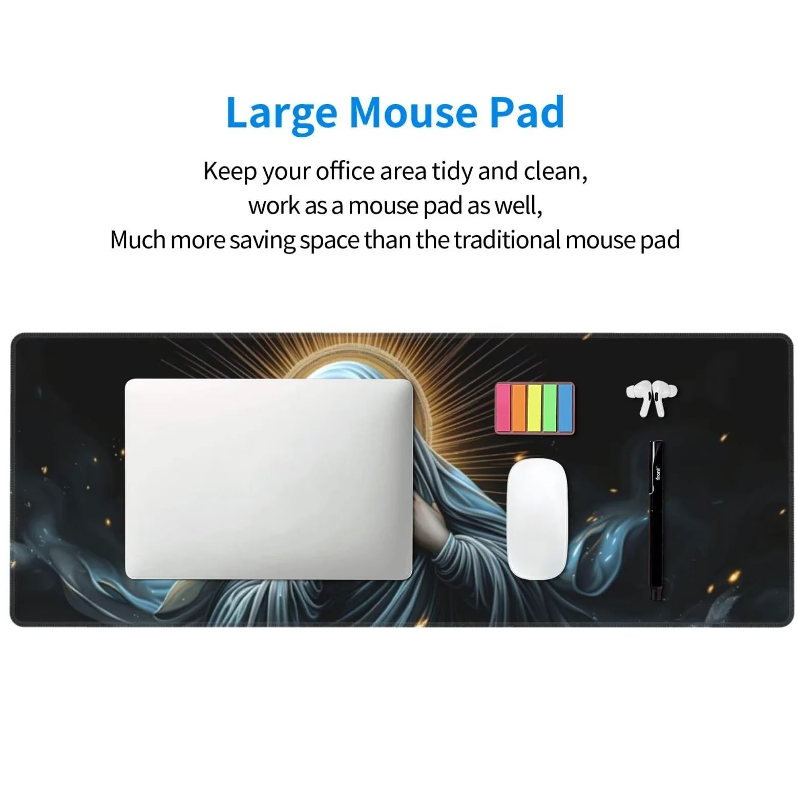 Tappetino Mouse, Tappetino Mouse Gaming Grande XXL 1500x800x3mm Tappetino Scrivania Mouse Pad, Base in Gomma Antiscivolo, Bordi Cuciti,Lavabile, Mousepad per Ufficio e Gaming (Nostra Signora) R-610