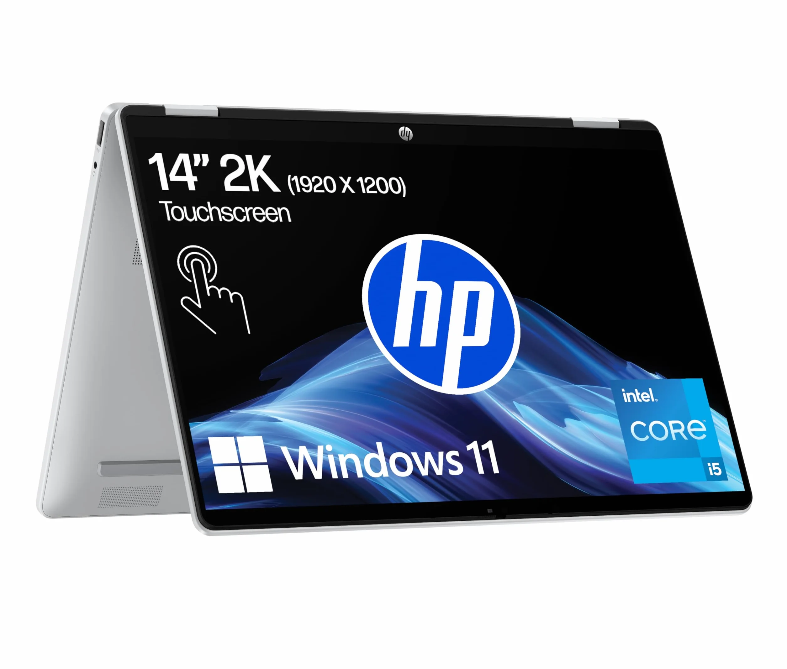 HP OmniBook 5 Flip 14-fp0254ng Computer portatile convertibile 2 in 1, touchscreen 2K da 14" (1920 x 1200), Intel Core i5-1334U, 16 GB RAM, 512 GB SSD, QWERTZ, Windows 11 Home, Argento