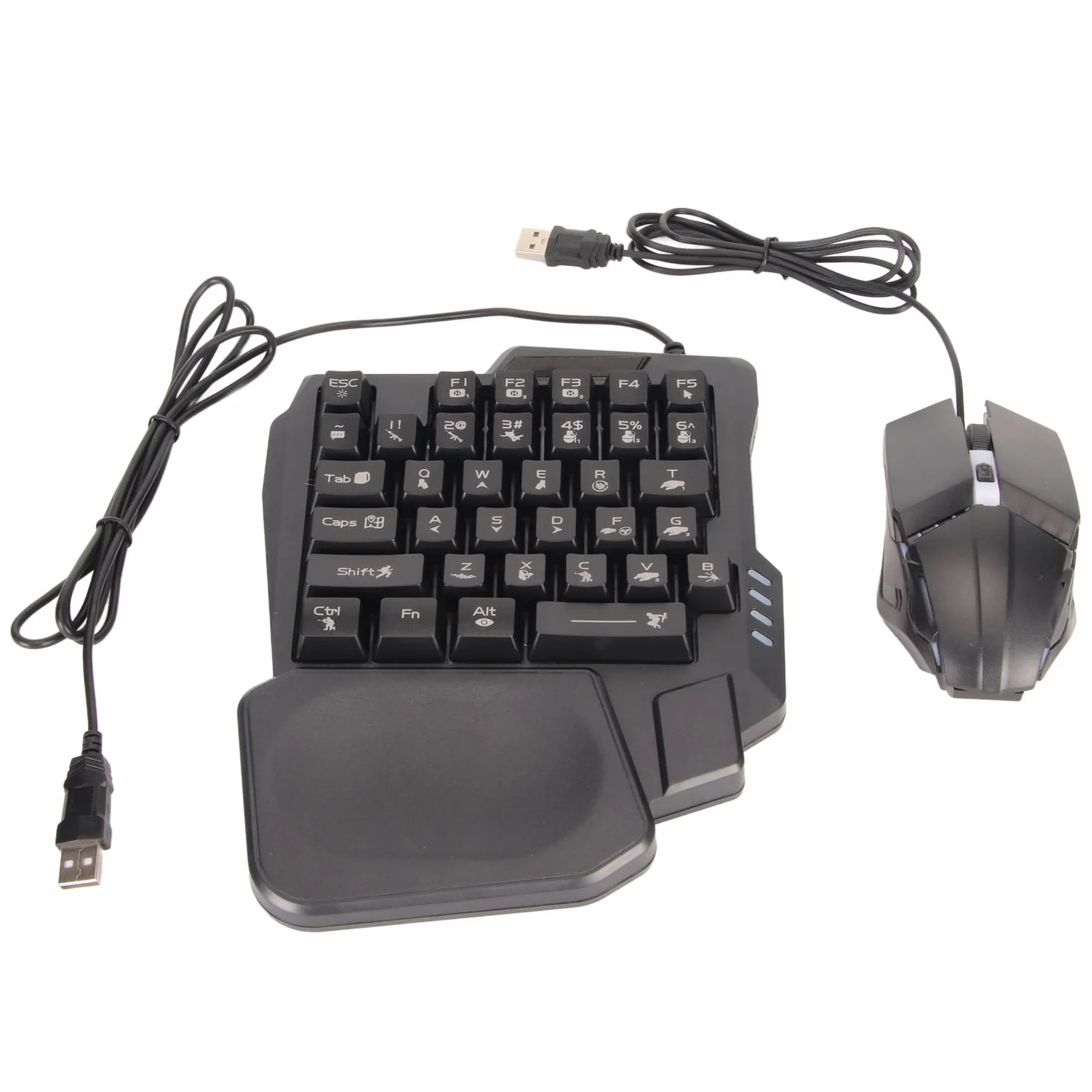 Fabater Set Convertitore Mouse Tastiera Telefono Cellulare per IOS, Tastiera da Gioco e Mouse Combinati a Mezza Mano RGB Cablato, Kit Convertitore da Telefono Cellulare a per Giochi FPS, 120FPS