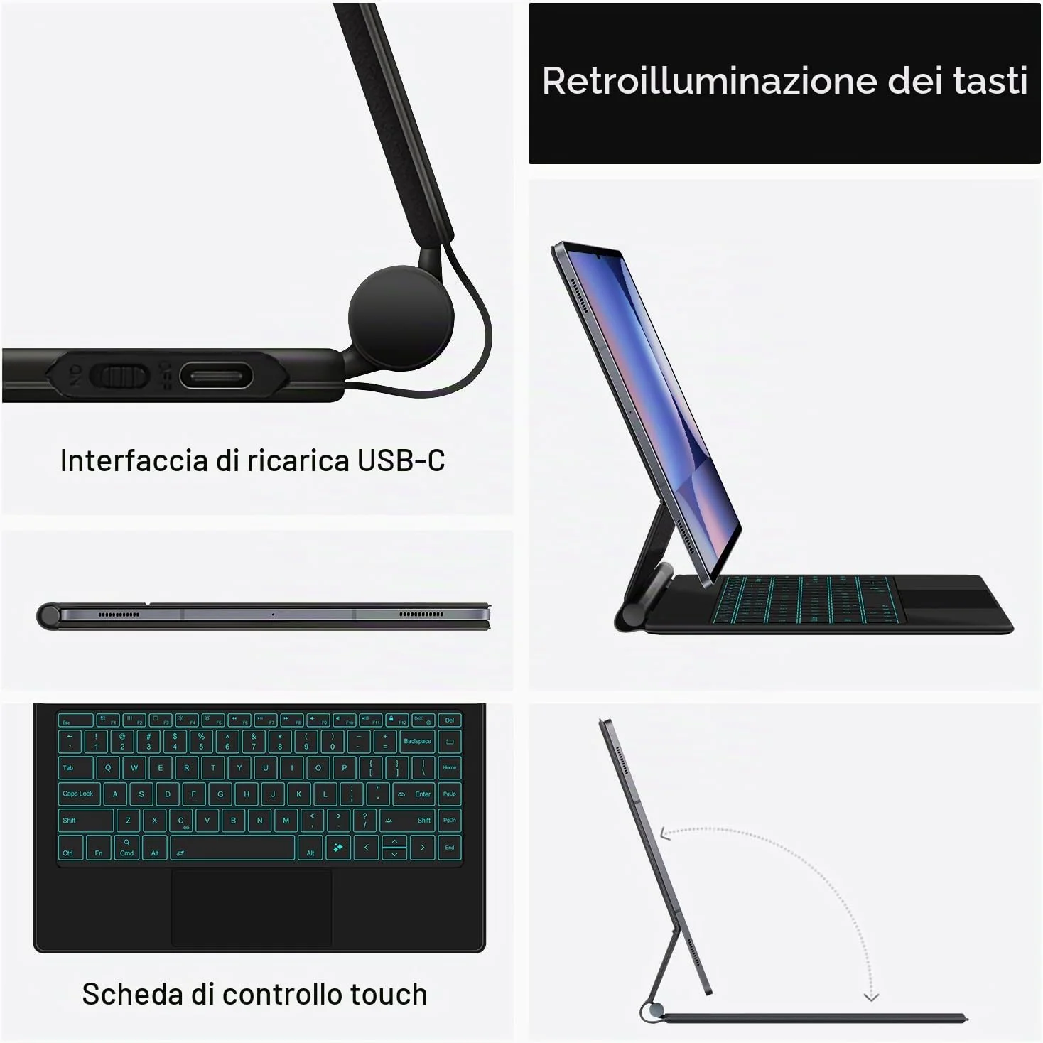 Custodia con Tastiera per Samsung Galaxy Tab S8 Ultra 14.6'' 2022, Supporto a Sbalzo Magnetico Galleggiante, Custodia Protettiva Ultrasottile con Tastiera Retroilluminata