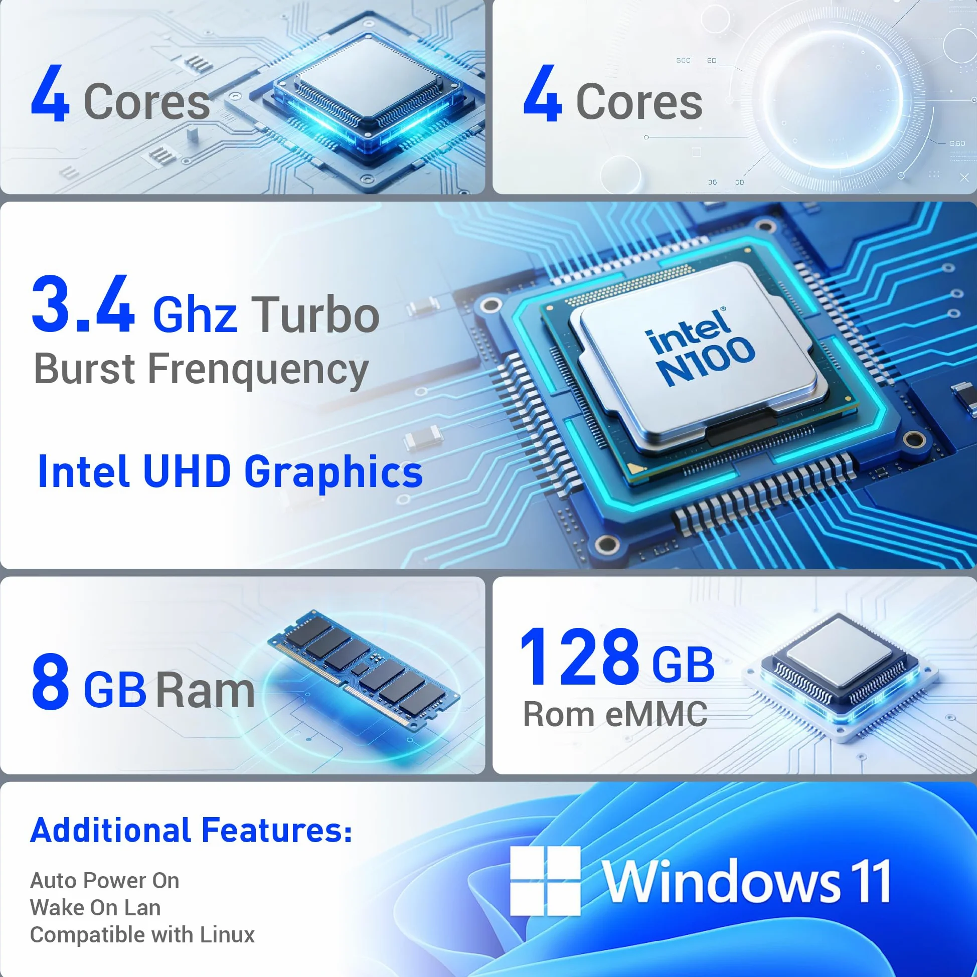 Industrie Panel PC Industriale Pannello PC 21,5 Pollici, Fanless Touchscreen Computer All in One Win11 Pro N100 8GB RAM 128GB ROM, 1920 * 1080 IPS, 2xUSB3,0, 2xUSB2,0, 2xLAN, Type-C, HDMI