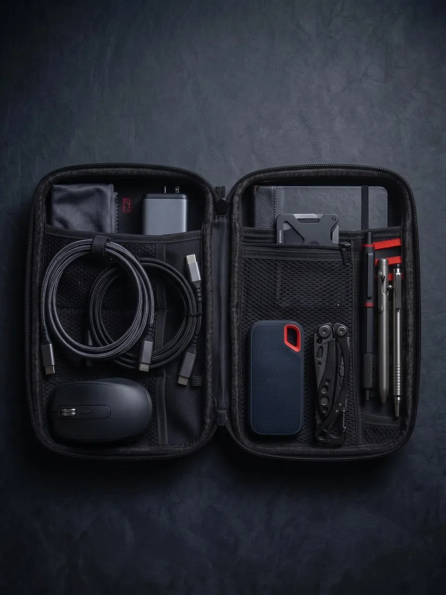 Custodia Rigida – Resistente all'Acqua e agli Urti – Per Caricabatterie, Cavi, Chiavette USB, Powerbank – Scatola Portaoggetti EDC Compatta per Viaggi e Outdoor