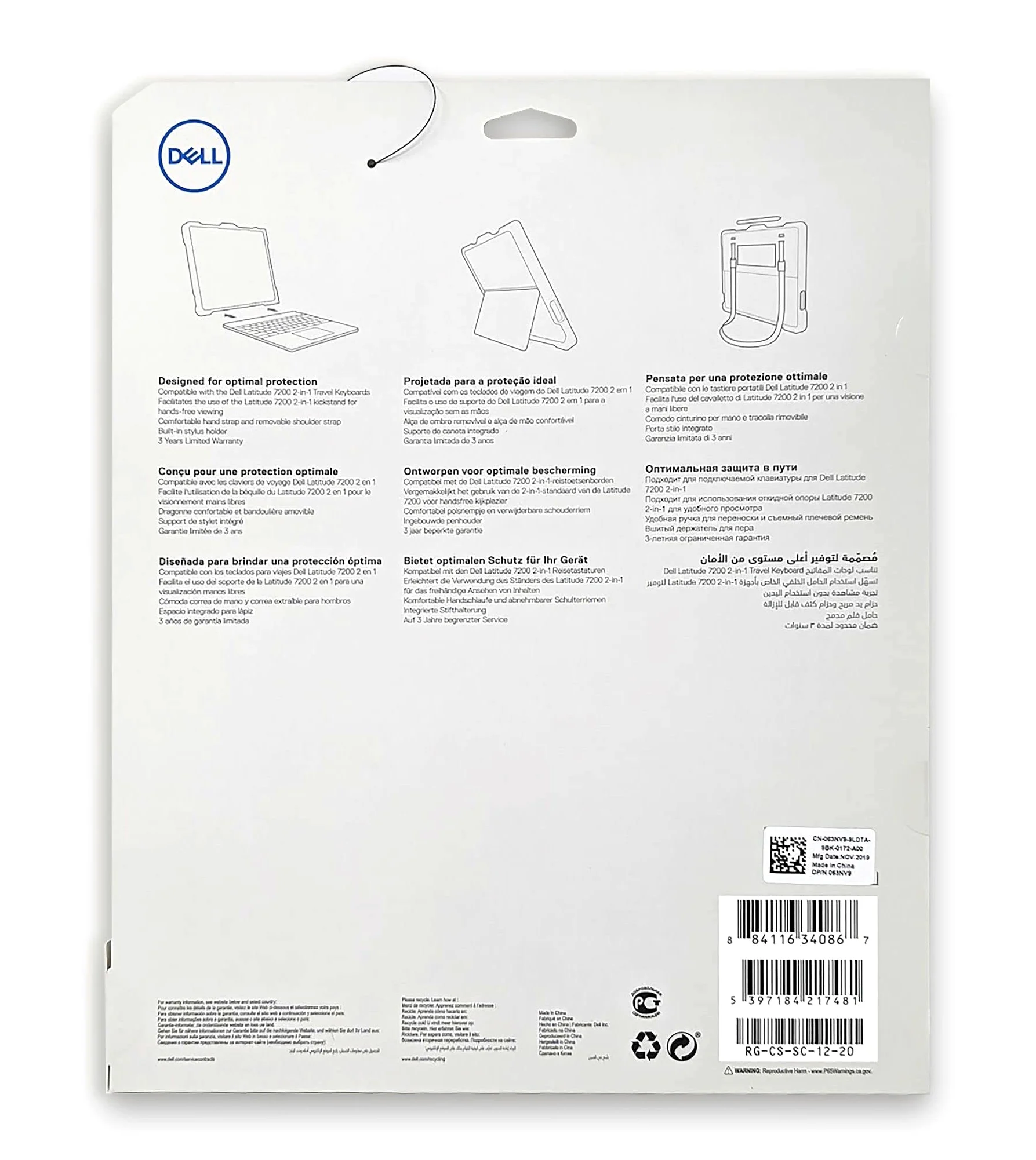 Dell Tablet PC Custodia protettiva - Nero - per Latitude 7200 2 in 1