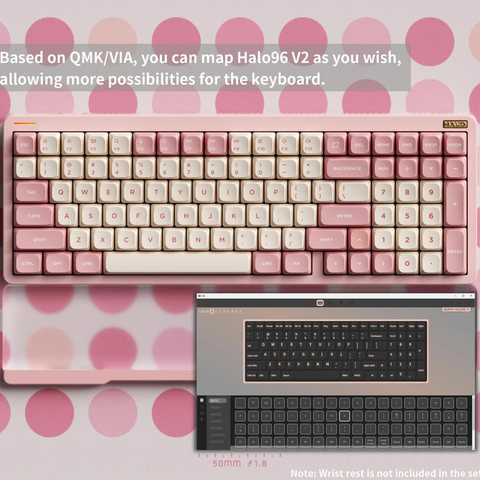 nuphy Tastiera wireless Halo96 V2, struttura con guarnizione, tastiera da gioco sostituibile a caldo al 96%, tastiera meccanica retroilluminata RGB a 99 Kyes, supporto QMK/VIA, Bluetooth/USB-C/2,4 GHz