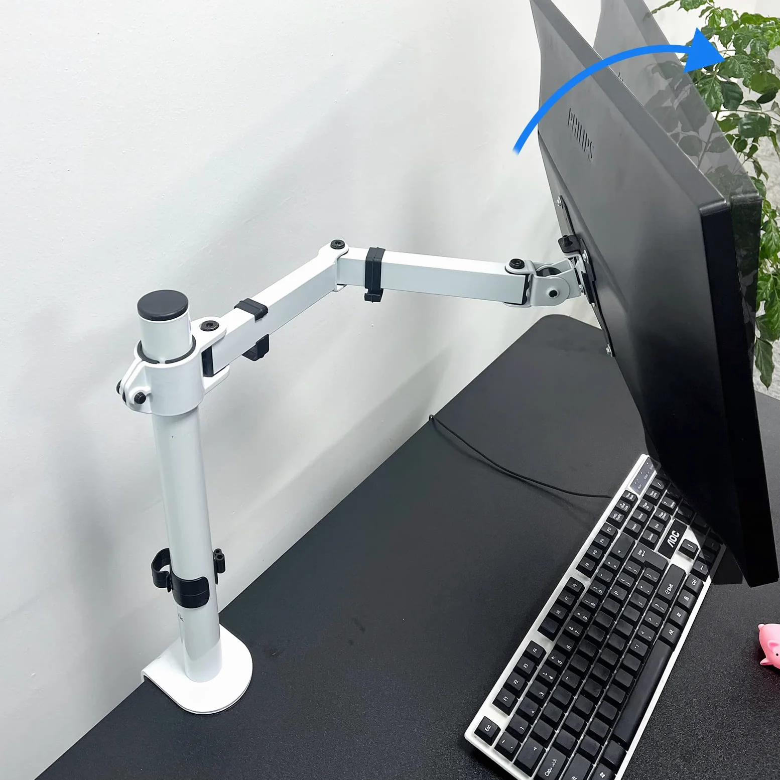 Suptek braccio per monitor singolo da scrivania supporto per schermi LED LCD da 13-27 pollici supporti per monitor per PC fino a 10 kg VESA 75/100 mm bianco MD9421W