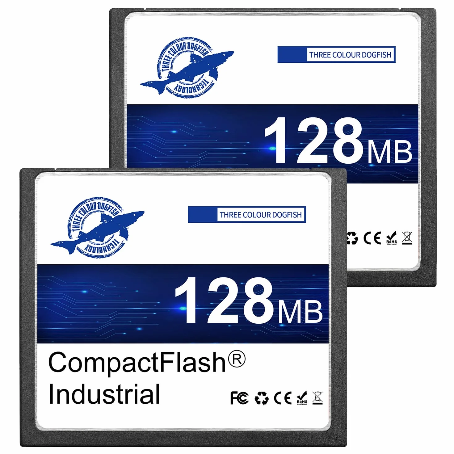 Dogfish 2Pack 128MB Compact Flash Card Scheda di Memoria Industriale CF Tipo I ad Alte Prestazioni FAT16 per Apparecchiature Industriali e Fotocamere Digitali Vintage