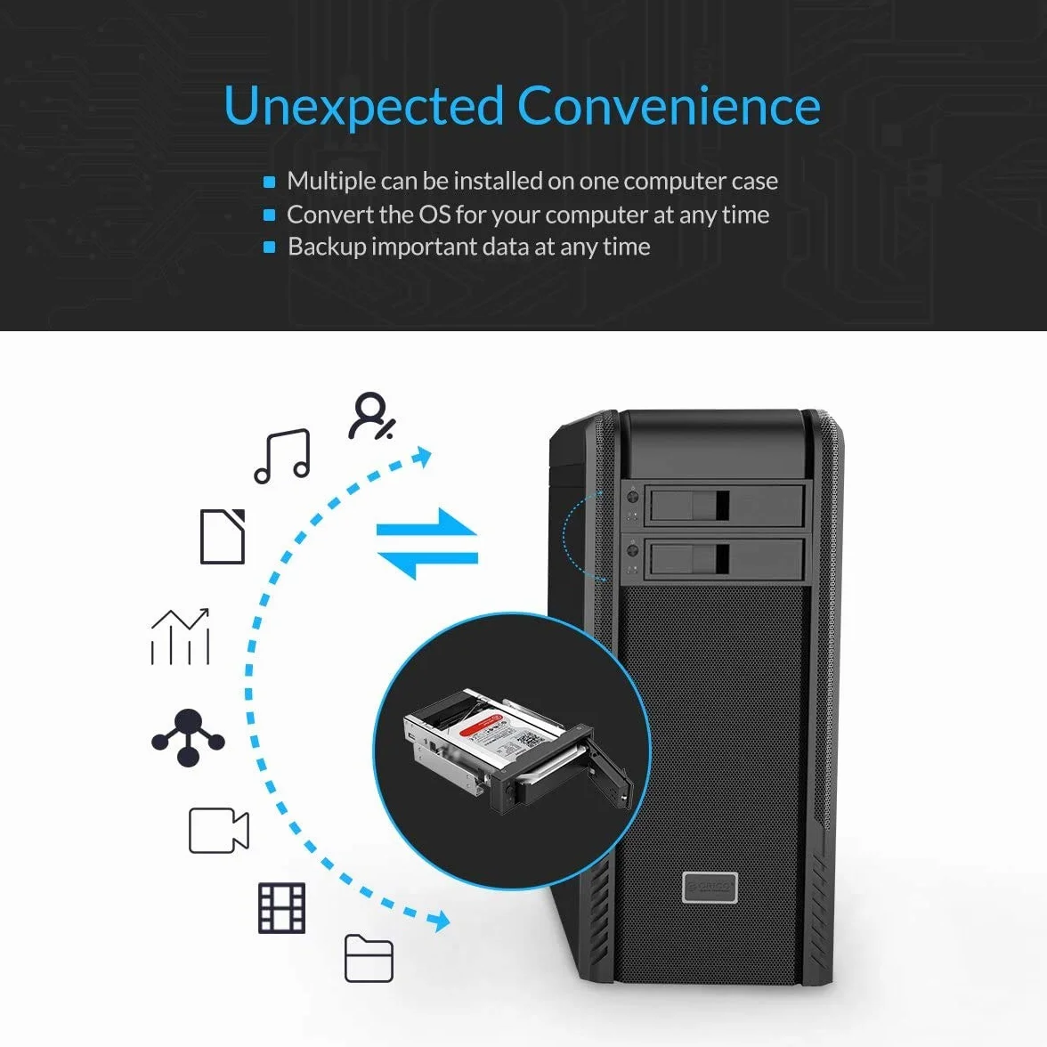 ORICO Rack Portatile Struttura Spazio Interno CD-Rom 3.5 Pollici SATA HDD/Case HDD Case - Nero(1106SS)