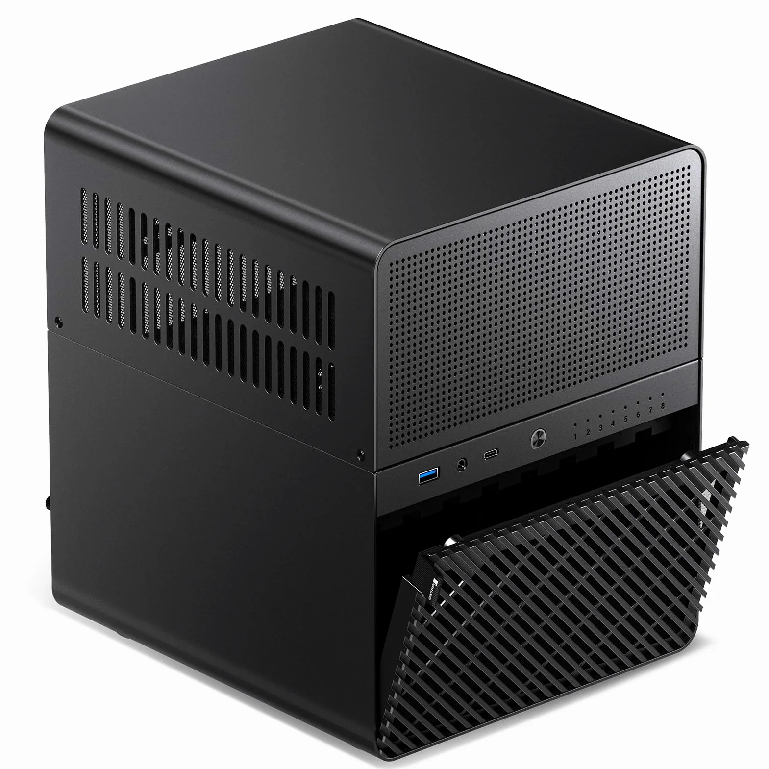 Jonsbo N3 NAS Case Nero – Case Mini-ITX compatto in alluminio per 8x HDD da 3,5", hot-swap, 2 ventole da 80 mm, alimentatore SFX, USB-C