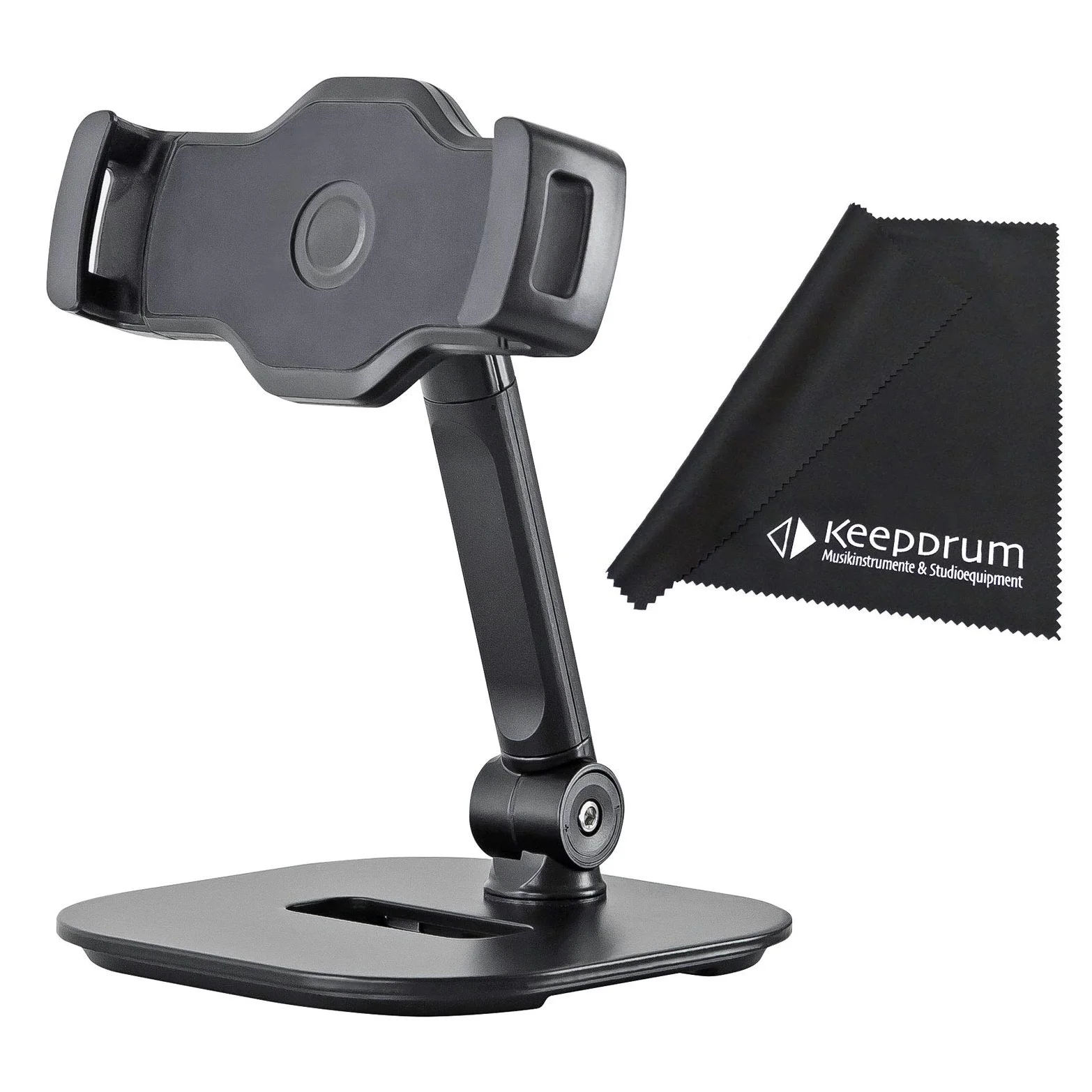 K&M 19800 - Supporto da tavolo per smartphone e tablet PC, con panno in microfibra keepdrum