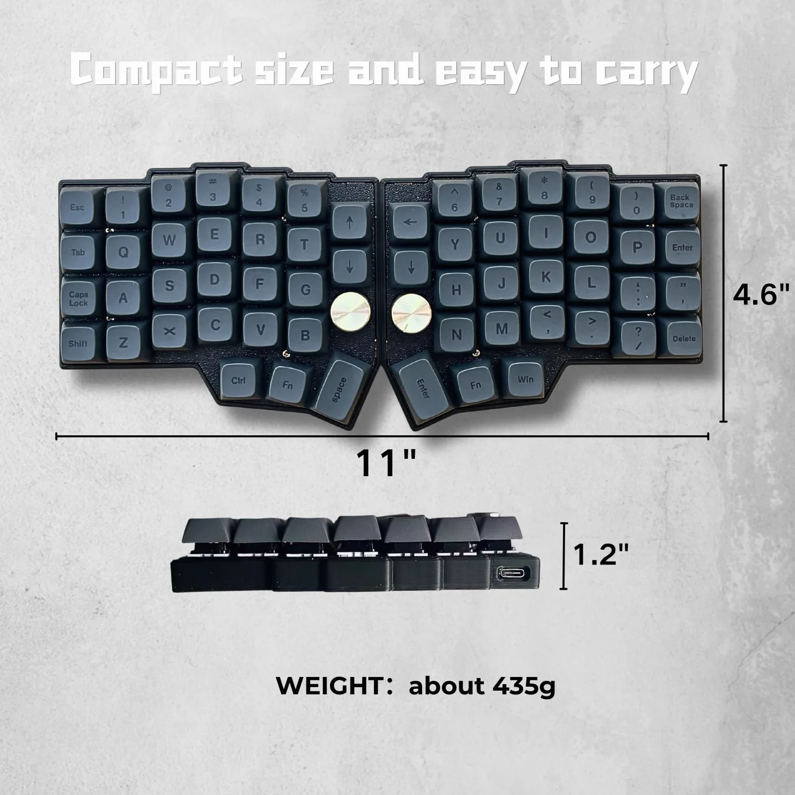 Layout angolare a 46 tasti con manopole, tastiera meccanica ergonomica cablata, 60% Orthol inear Layout, hot-swap, RGB, supporto per rimappatura fiale, interruttori lineari pre-lubrificati