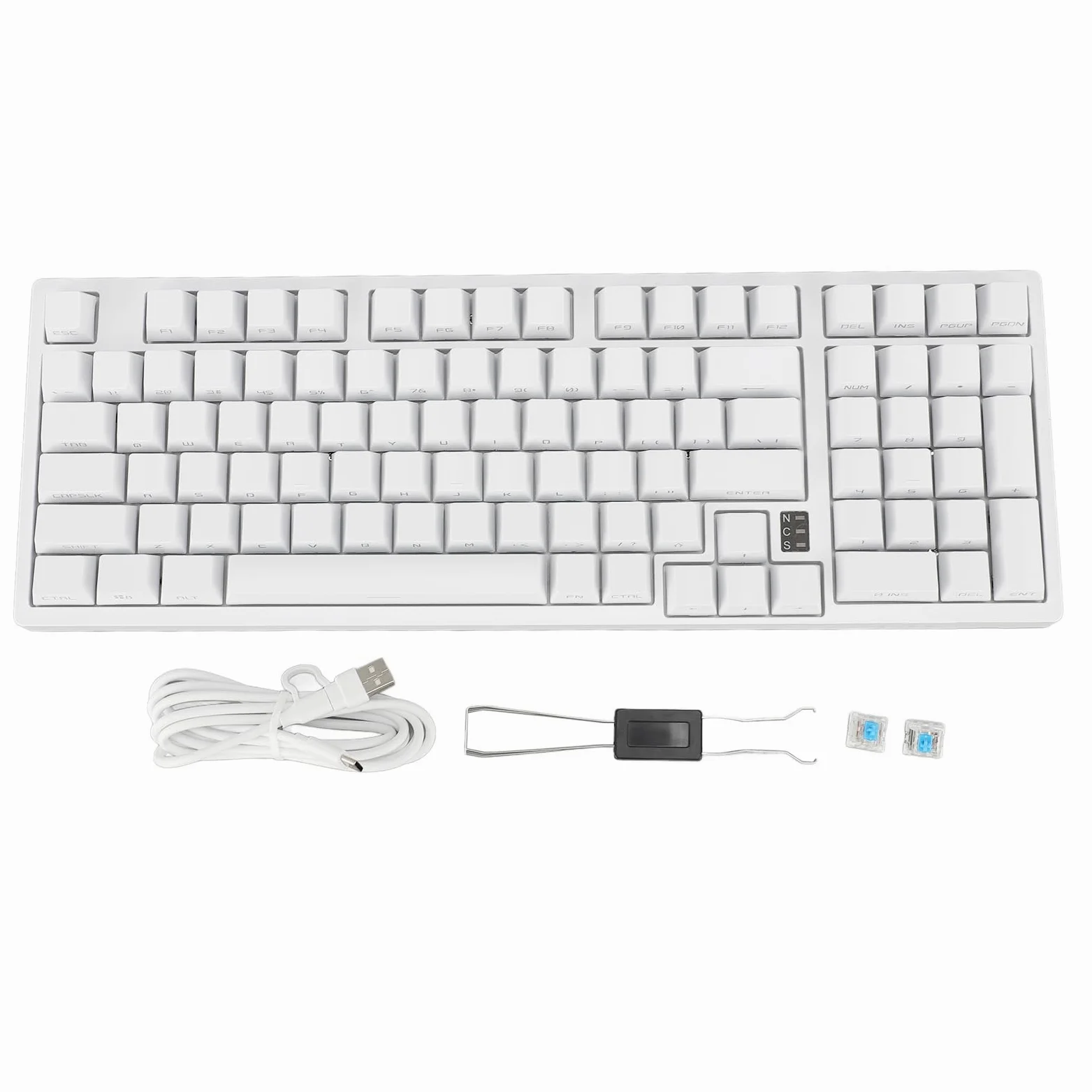Tastiera da Gioco Meccanica Wireless con Luci RGB per Appassionati Portatile 98 Tasti Bianca Tipo C