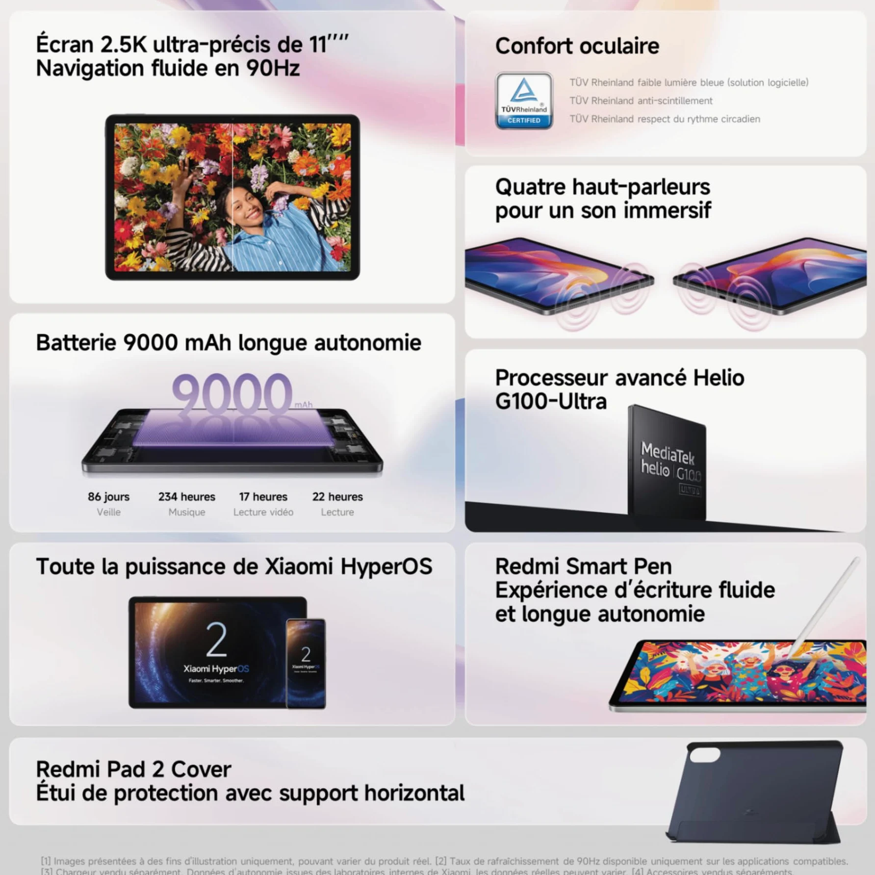 Xiaomi Redmi Pad 2 Tablet 11" 4GB RAM 128GB WiFi HyperOS Grigio Grafite con Custodia