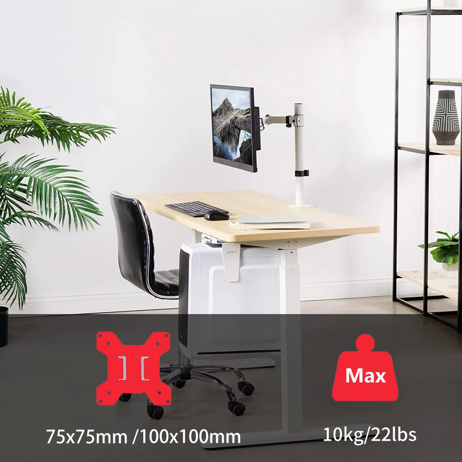 Suptek braccio per monitor singolo da scrivania supporto per schermi LED LCD da 13-27 pollici supporti per monitor per PC fino a 10 kg VESA 75/100 mm bianco MD9421W