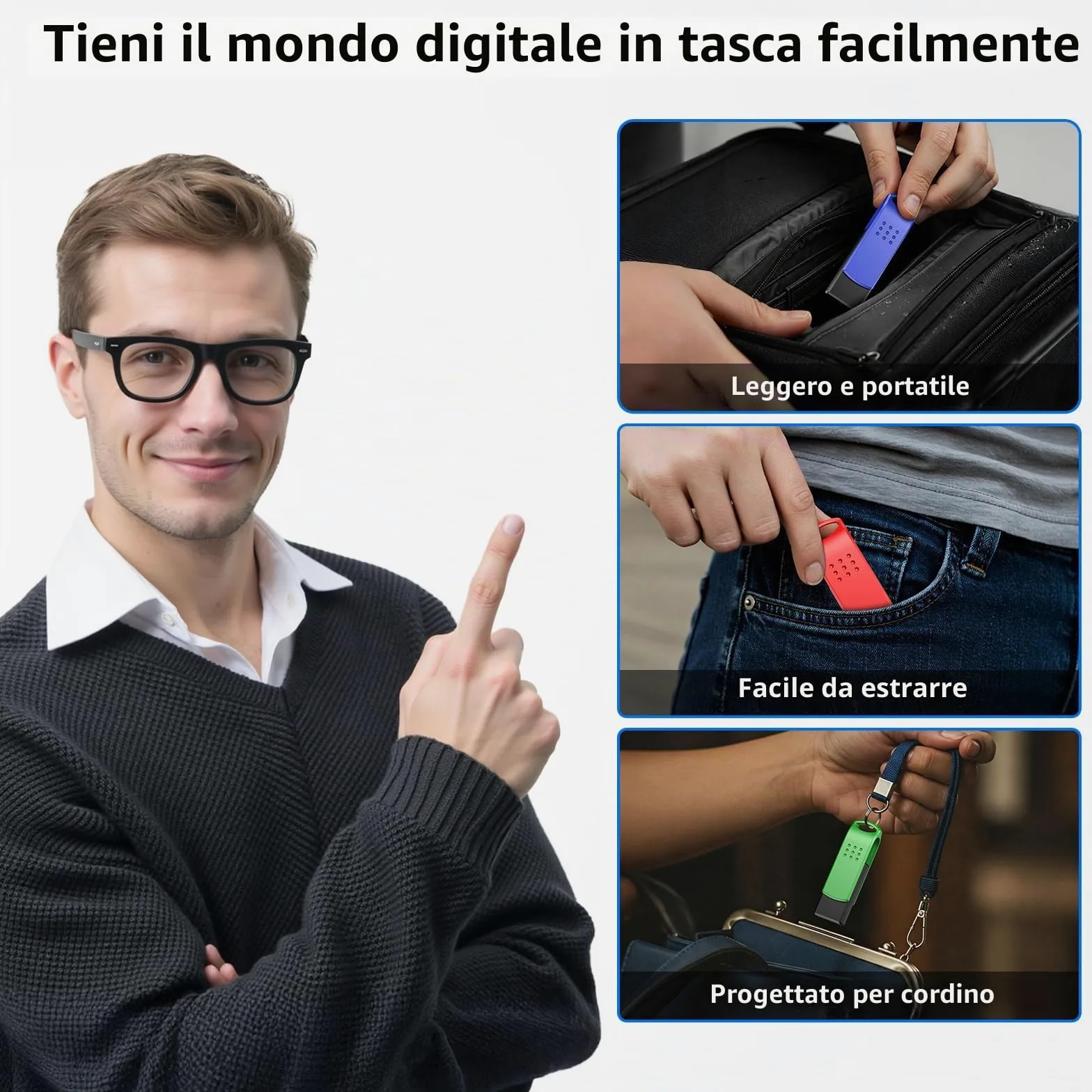 KOOTION Chiavetta USB 64 GB USB 3.0 5 Pezzi Pennetta USB 64GB Piccolo e Leggero Pen Drive 5 Pack Chiavetta 64GB 3.0 Nero Set Penne 64GB Con indicatore LED Para Ordenador/TV/Coche/Player, ect
