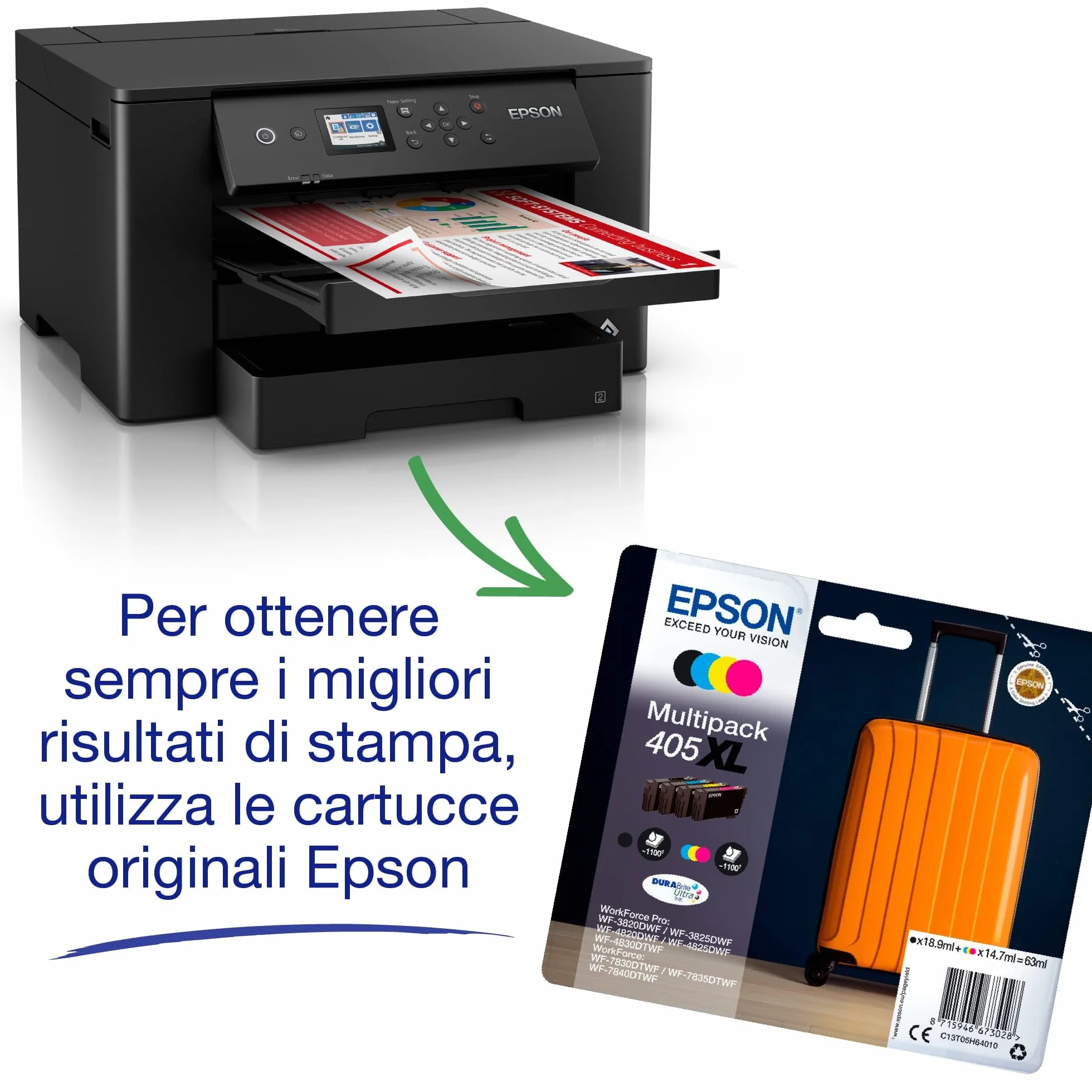Epson Stampante WorkForce WF-7310DTW: stampante/fax fronte/retro, alimentatore di documenti, A3+, Color Inkjet, Wifi Direct, Ethernet
