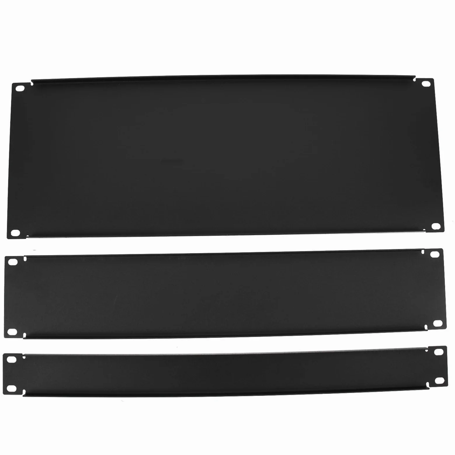 KALLORY 3 Pezzi Piatti di Copertura in Metallo Nero per Armadi Rack 1u 2u Taglie, Resistente All'usura e Facile da Usare, Copertura per Montaggio in Sala Macchine