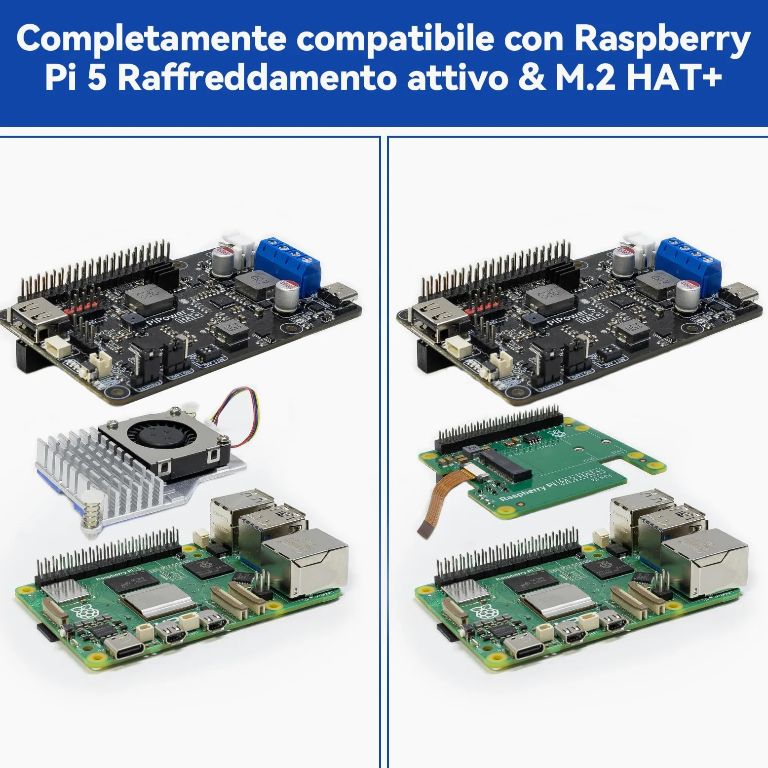 SunFounder PiPower 5 Alimentatore UPS HAT 5V/5A per Raspberry Pi 5/4B/3B+/Zero 2 W/Arduino/Pironman 5/Max/Mini, batteria ricaricabile, spegnimento sicuro, dashboard intelligente