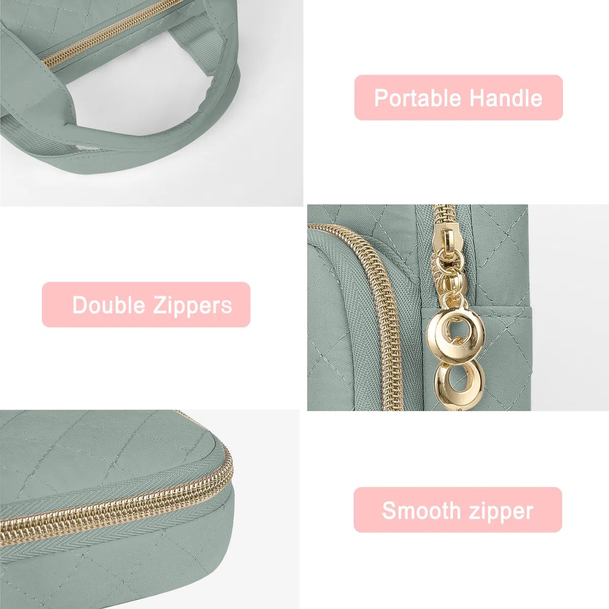 MOSISO 13,3 pollici Custodia Laptop, 13-14 pollici Borsa PC Compatibile con MacBook Air/Pro 13/ Pro 14, HP Dell ASUS Lenovo, Piazza Trapuntato Borsa con 2 Tasche e Maniglia e Cintura, Verde Antico