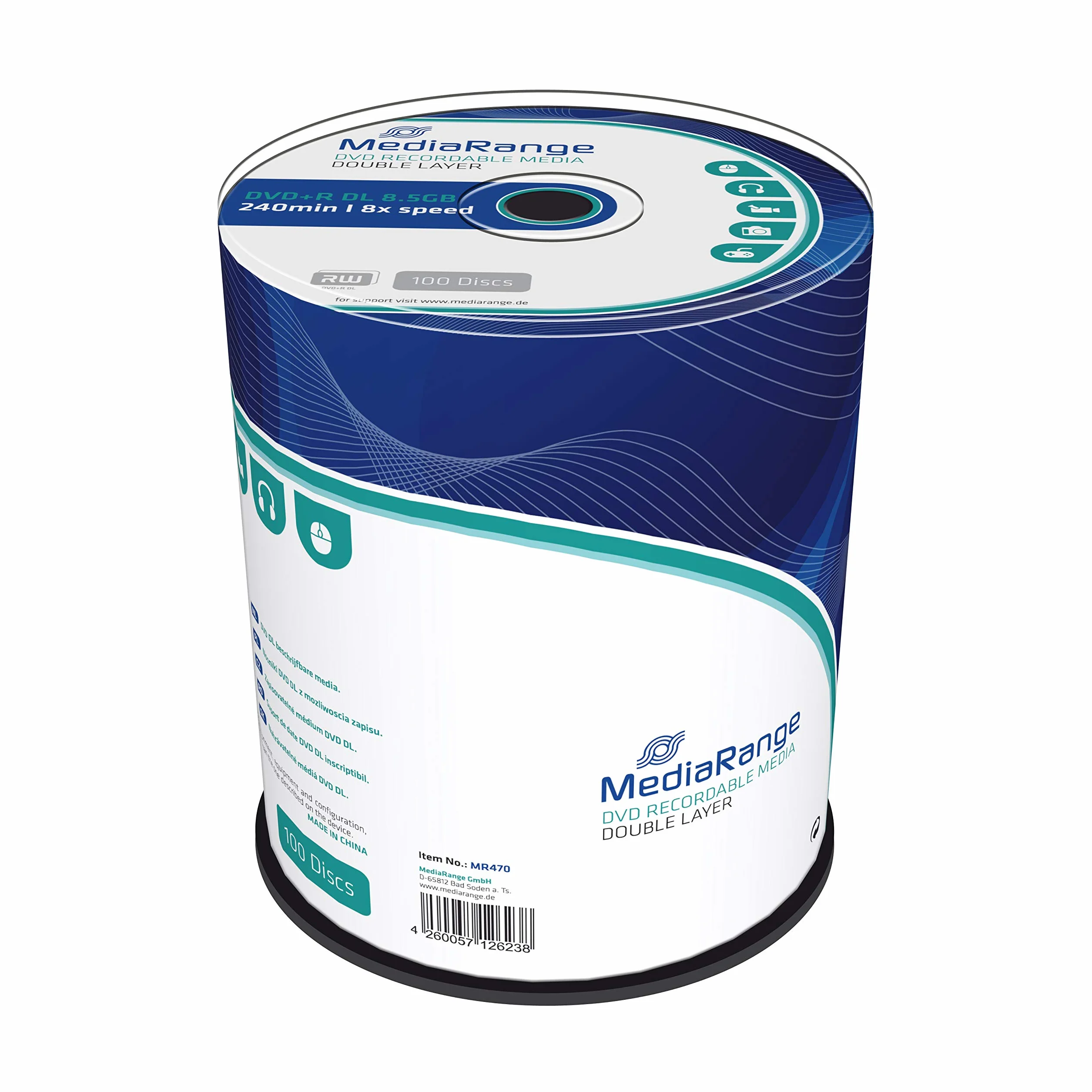 MediaRange DVD+R vergini Dual Double Layer 8,5GB 8x 240min. Cake 100