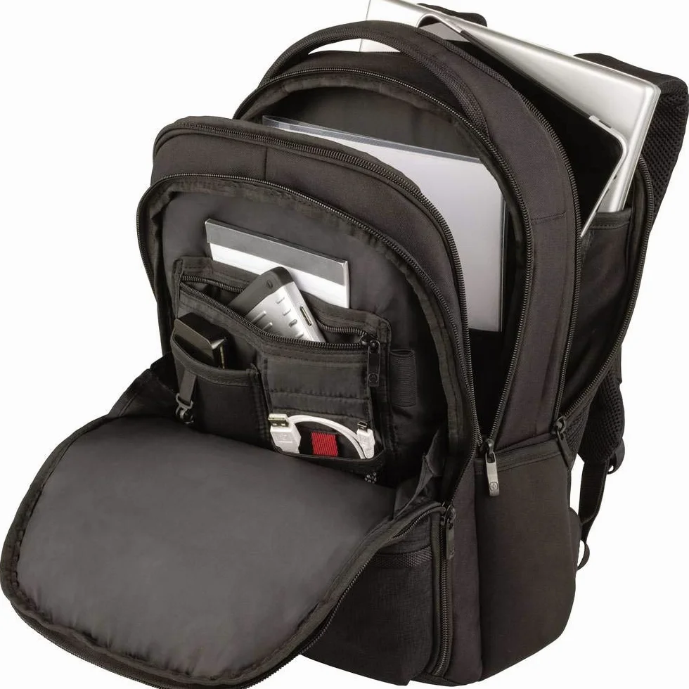 WENGER Zaino Porta PC Fuse con Tasca per Tablet fino a 10”, Notebook 15,6”, Organizer, 16 l, Uomo Donna, Ufficio Viaggi di Lavoro Università, Nero, 600630