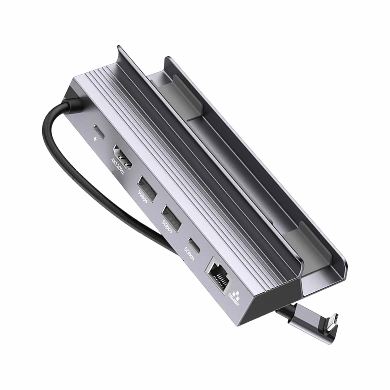 Dock da gioco USB C 6 in 1 con ricarica HDTV 4K 120Hz PD100W, A | Hub USB C portatili 6 in 1 con porta USB da 5 Gbps e ricarica PD100W per workstation da gioco