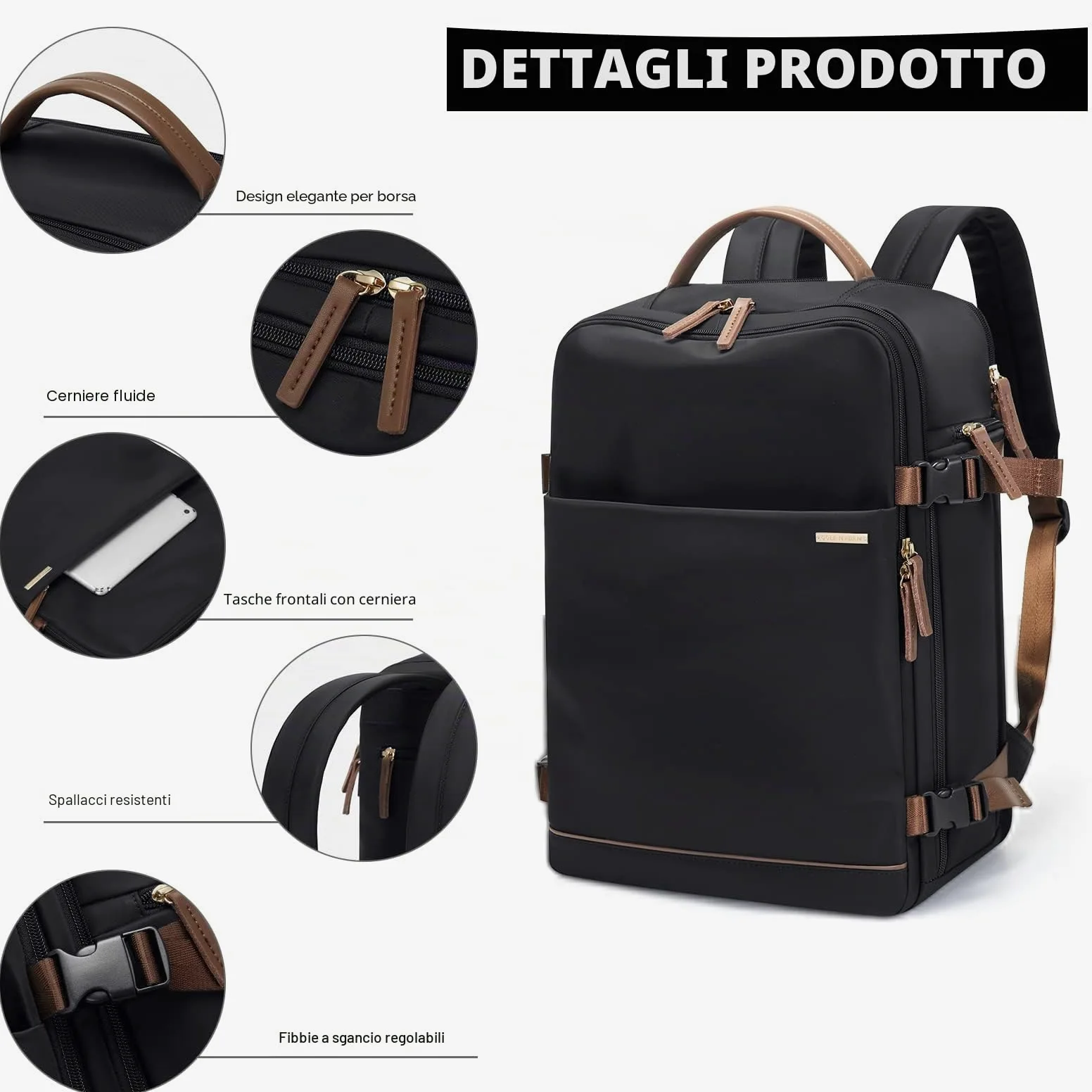 GOLF SUPAGS Zaino per Laptop con Scomparto per Laptop Separato Adatto a Notebook da 15,6 Pollici Borsa per Computer di Grande Capacità per Zaini da Lavoro e da Viaggio per Università da Donna (Nero)