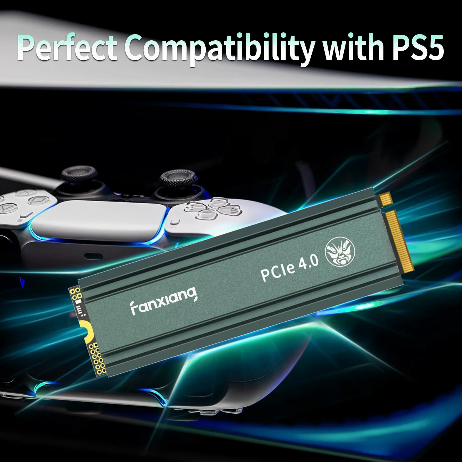 fanxiang S660 SSD 1TB PCIe 4.0 NVMe SSD M.2 2280 Unità a Stato solido Interna Con Dissipatore di Calore, Fino a 5000MB/s, Cache SLC Dinamica, Compatibile con PS5 e Computer