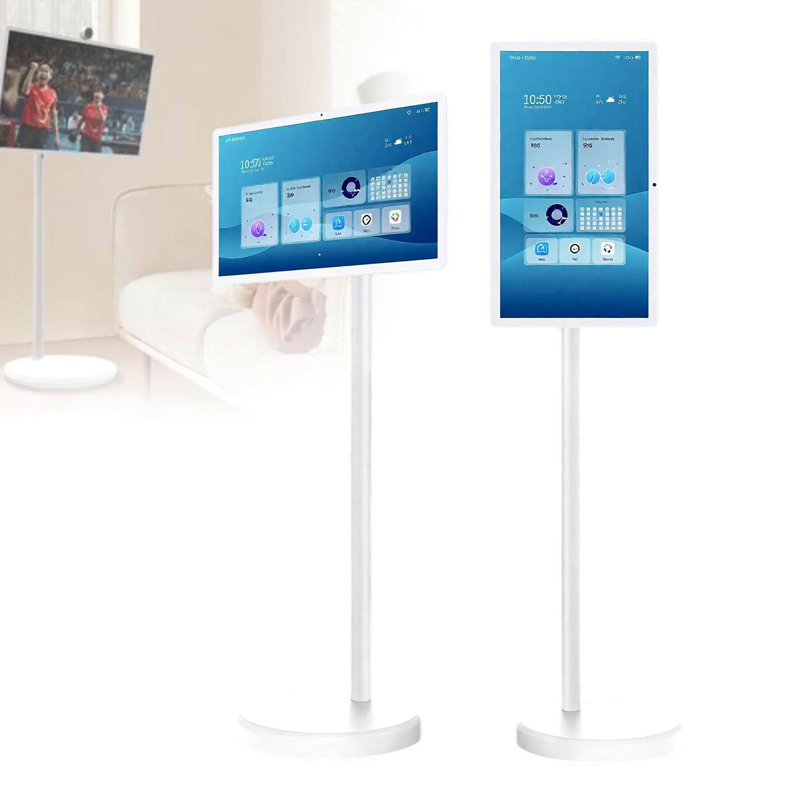 TV Intelligente Portatile FHD 2ª Generazione, Android 12, TV-Tablet Rotolante su Ruote, Batteria 6000mAh Integrata, Rotazione Completa – per Cinema Casa & Presentazioni Ufficio 21.5-8/128G