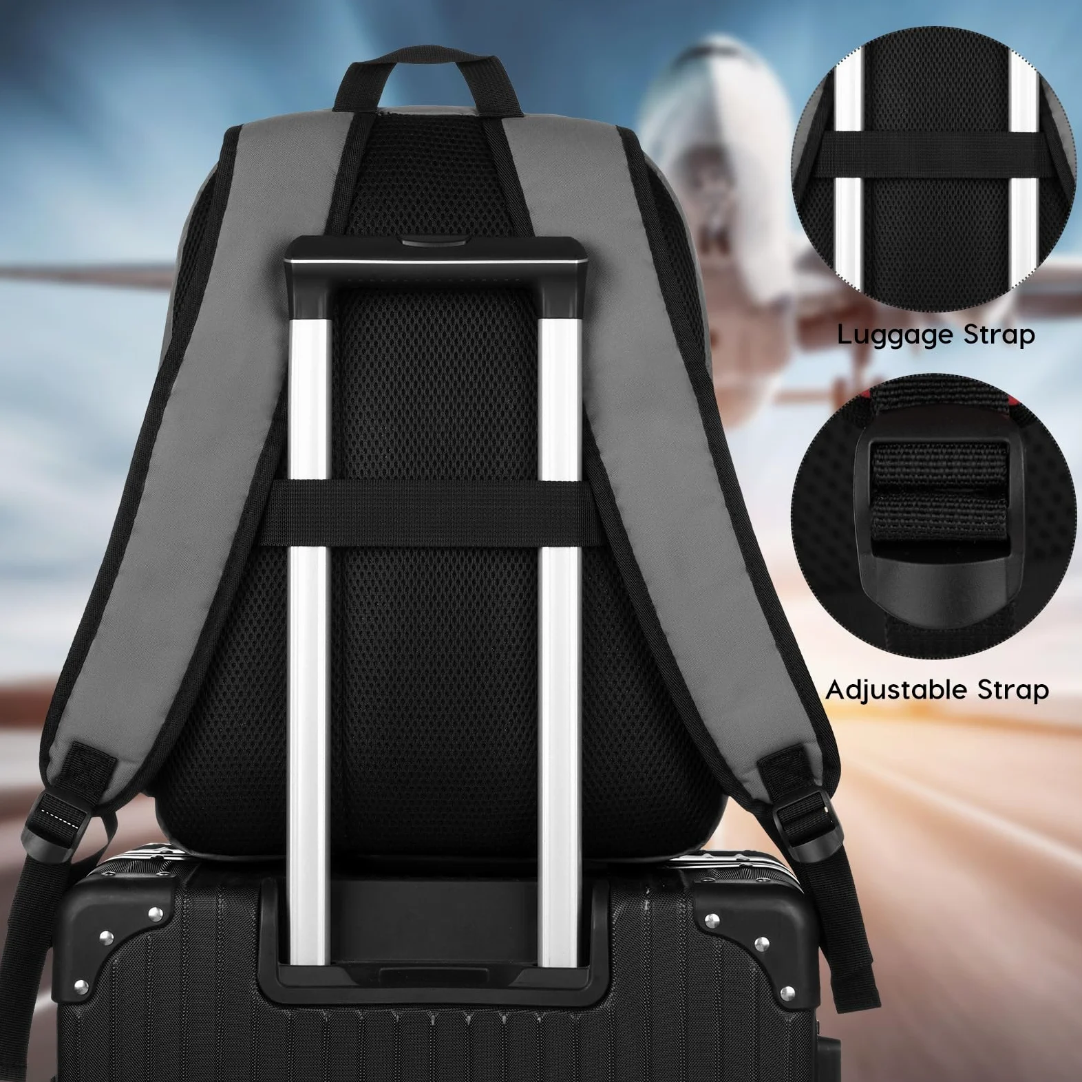 YAMTION Zaino per computer portatile, zaino con porta USB per lavoro universitario