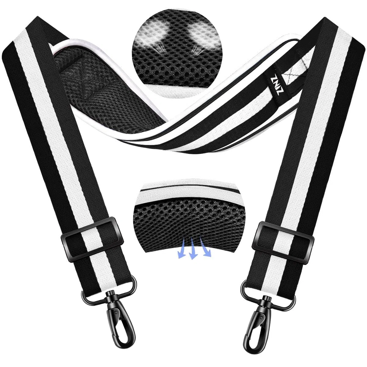 ZINZ Tracolla universale da 79.5" con imbottitura fissa traspirante ultra spessa Tracolla regolabile per carichi pesanti per borsa per laptop Borsa a tracolla Borsa da palestra - TW01B03