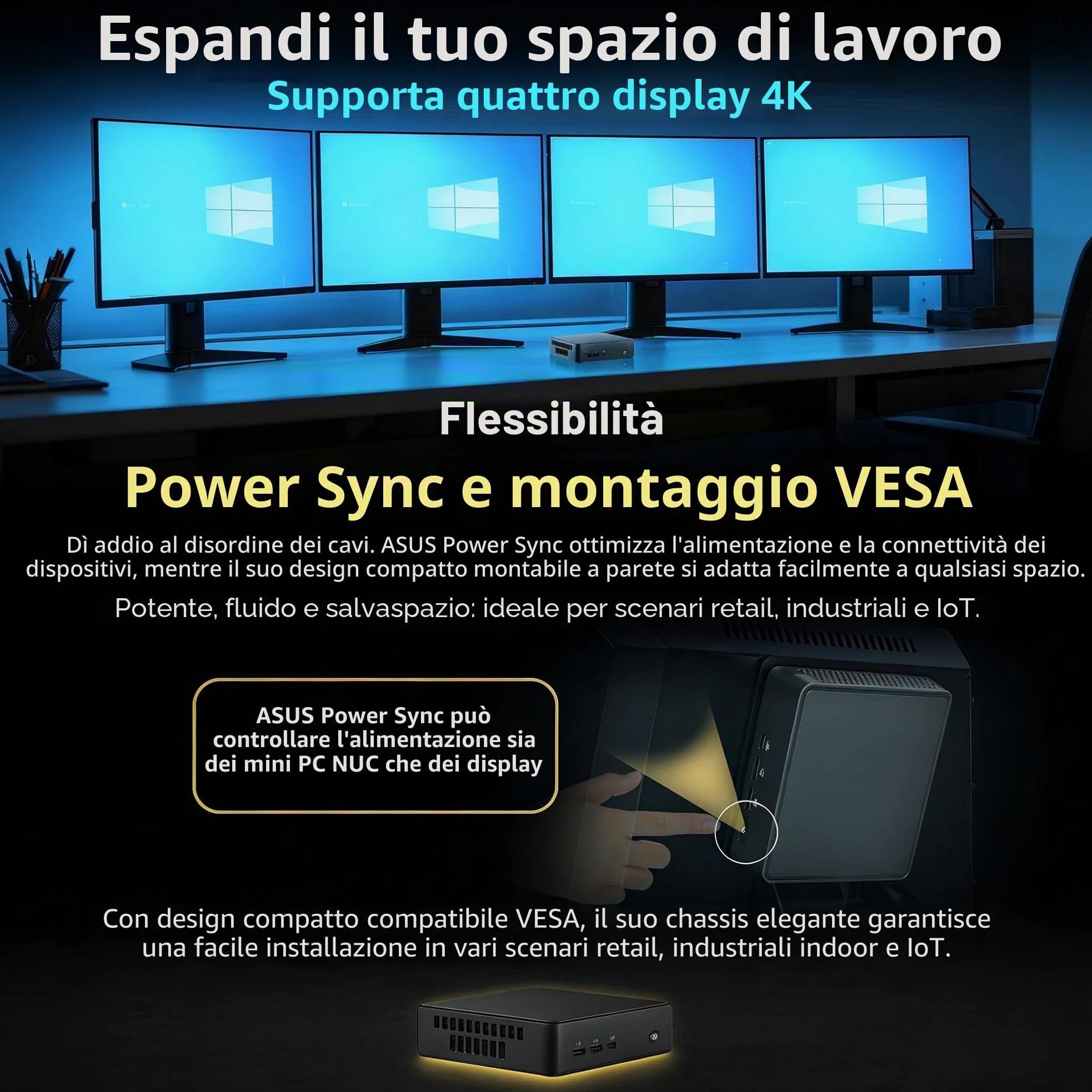 NUC 16 Pro Mini PC NUC16GDKU7, processore Intel Core Ultra 7 356H, Wi-Fi 7, Bluetooth 6.0, Dual 2.5G LAN, Thunderbolt 4, nero, 144 mm x 117 mm x 42 mm (16 GB RAM + 512 GB SSD)