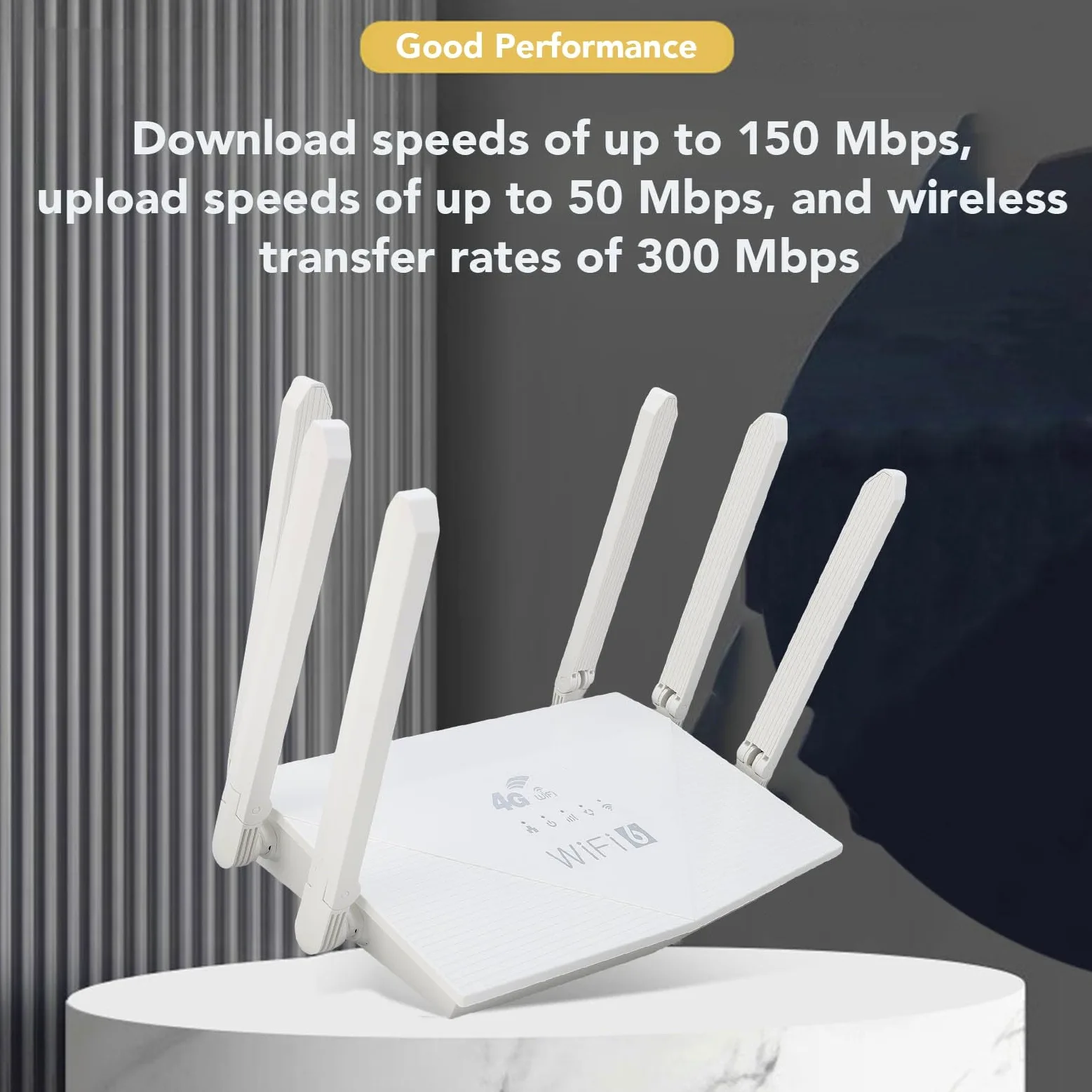 Zunate Router WiFi 6 Scheda SIM 4G LTE |Router Wireless CPE da 300 Mbps con 6 Antenne per Viaggi all'aperto in Rete Domestica