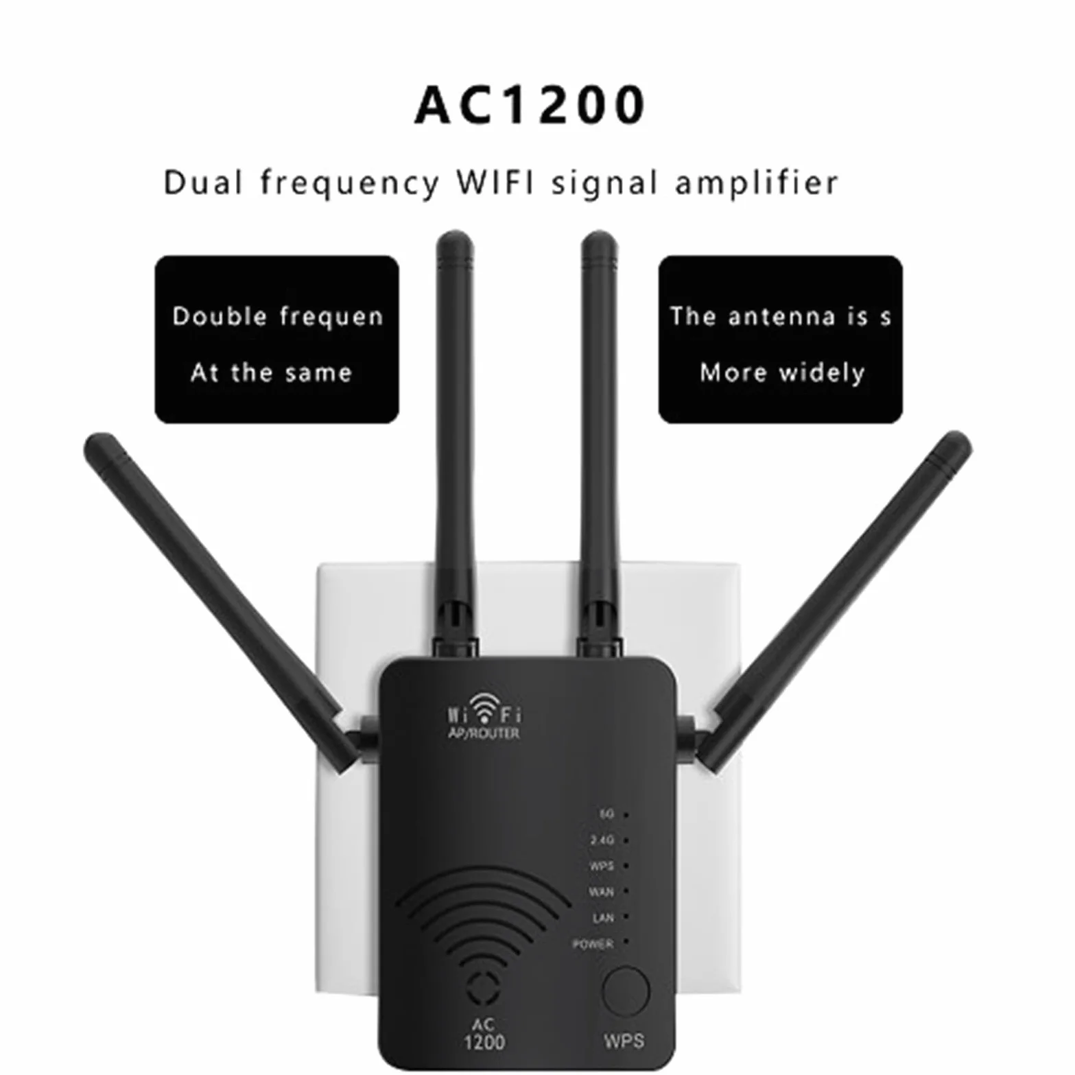 Router Wireless 5G Dual Band 1200M - Velocità 300 Mbps 4 Modalità Operative e 4 Antenne ad Alto Guadagno - Supporta Protocolli di Sicurezza WEP WPA WPA2 - Spina EU 100-240V