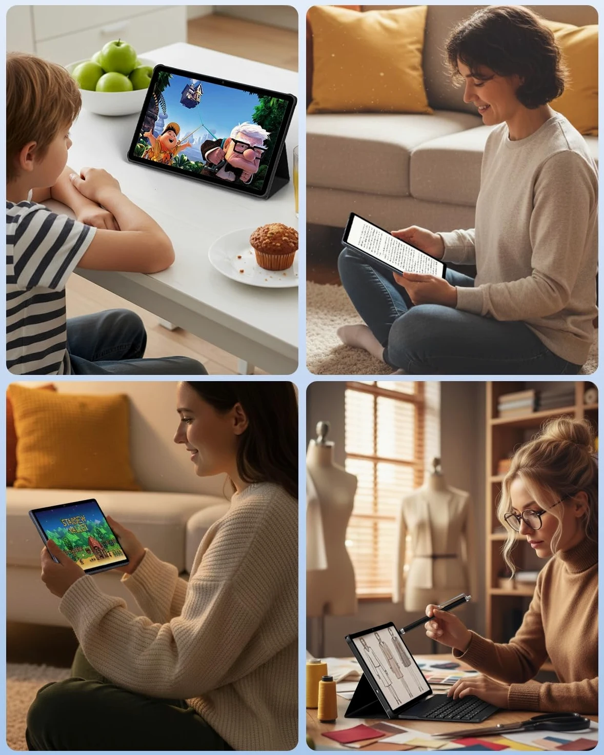 Tablet 11 Pollici Cellulare, 36GB RAM + 512GB ROM/1TB TF, 4G LTE Dual SIM + 5G WLAN, Octa Core Android 15 Tablet con batteria 9580mAh 13MP, GPS, GMS, con tastiera/penna/mouse/custodia/cuffie