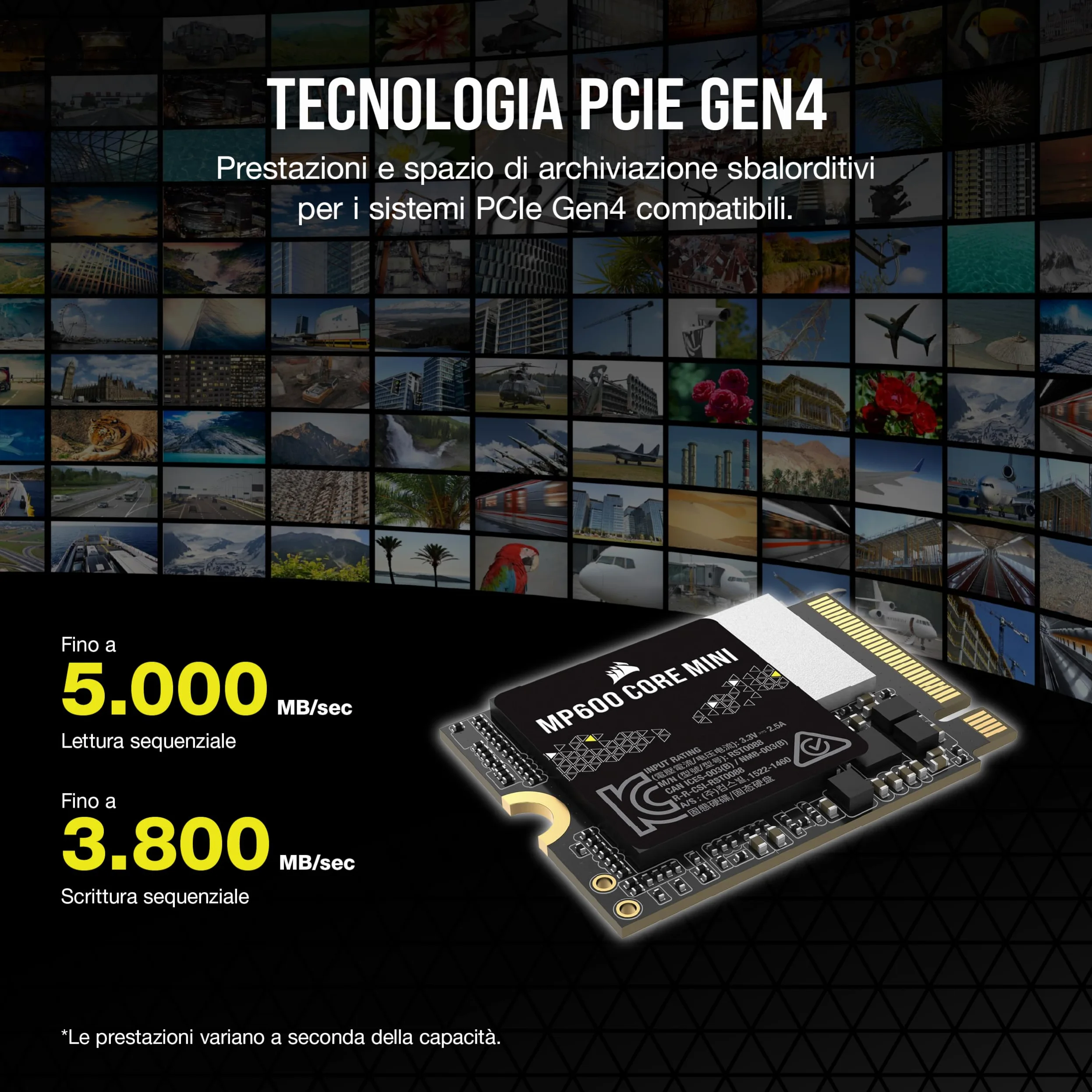 Corsair MP600 CORE MINI 2TB M.2 NVMe PCIe x4 Gen4 2 SSD – M.2 2230 – Fino a 5.000 MB/sec in Lettura Sequenziale – NAND QLC ad Alta Densità – Ottimo per Steam Deck, ASUS ROG Ally – Nero