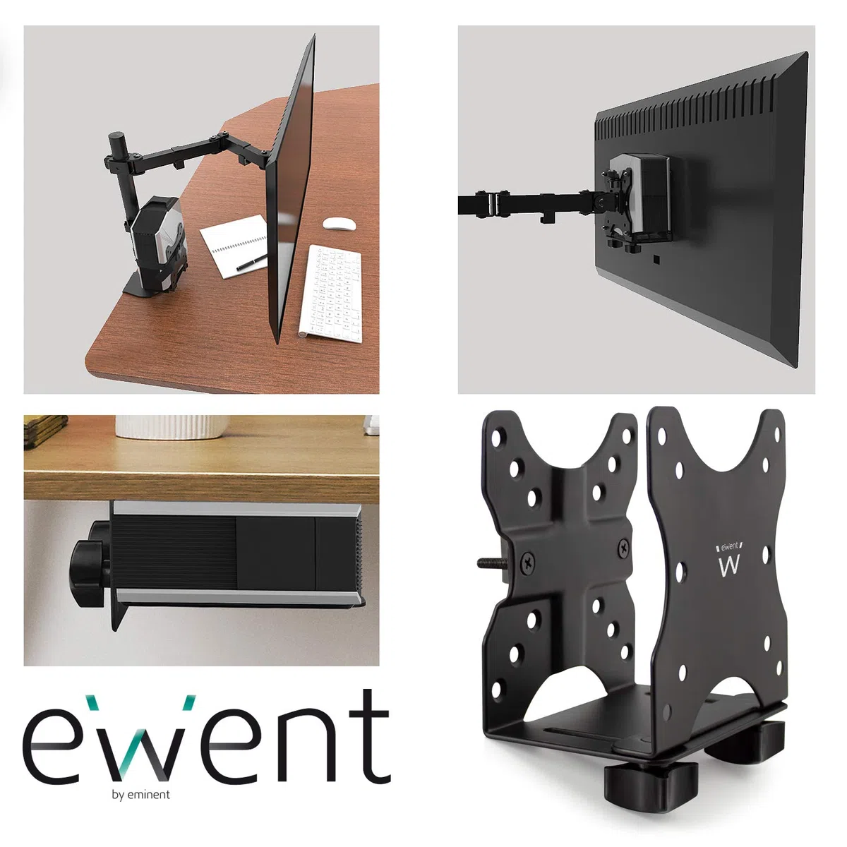 Ewent EW1517 Supporto per Mini PC Intel, Mac Mini, Supporto VESA, scrivania